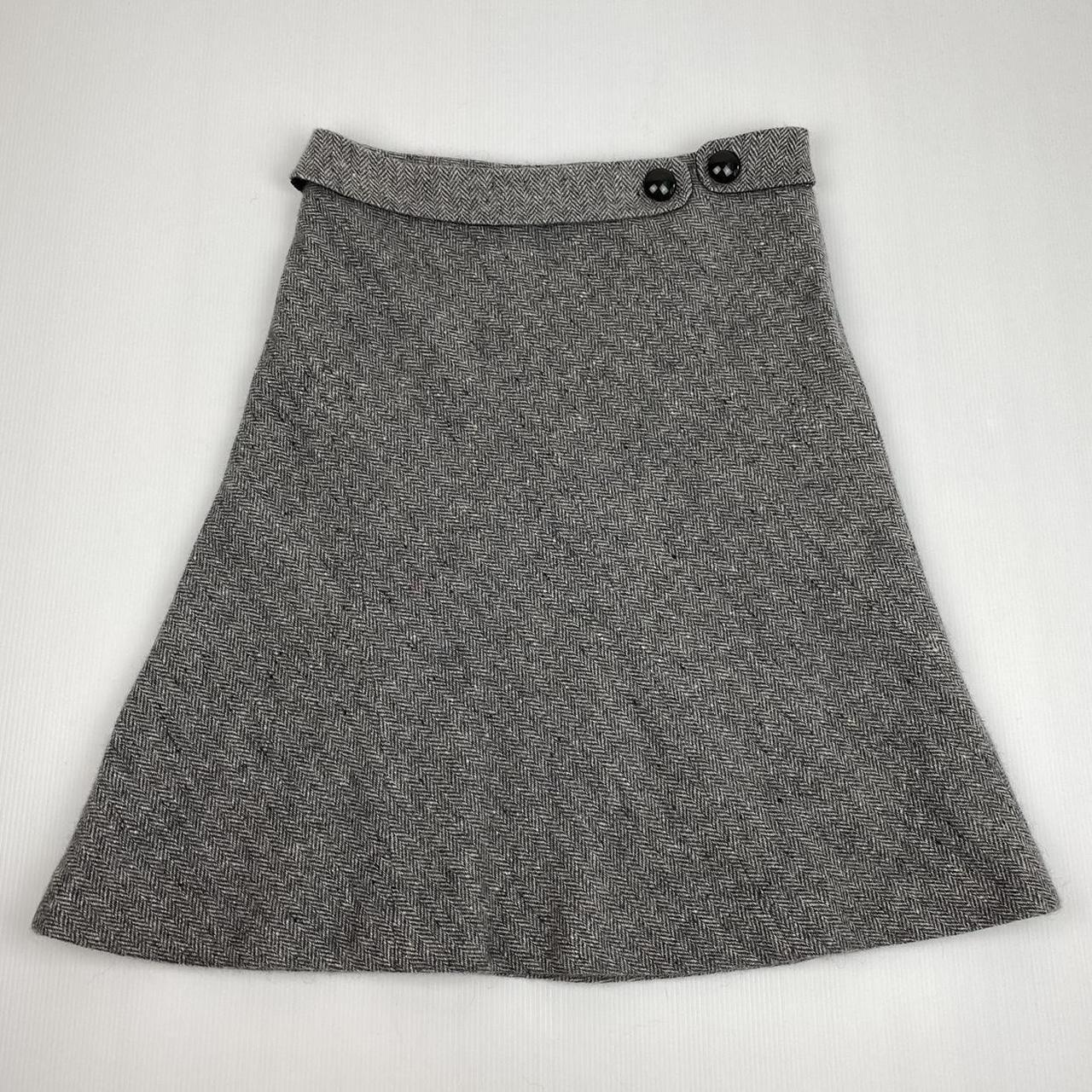 vintage 2000s wool midi skirt with button detailing... - Depop