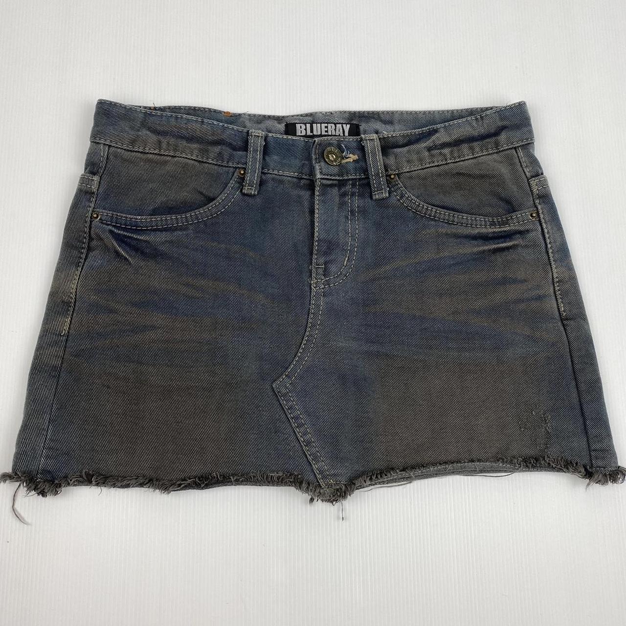 vintage 2000s grey denim mini skirt great... - Depop