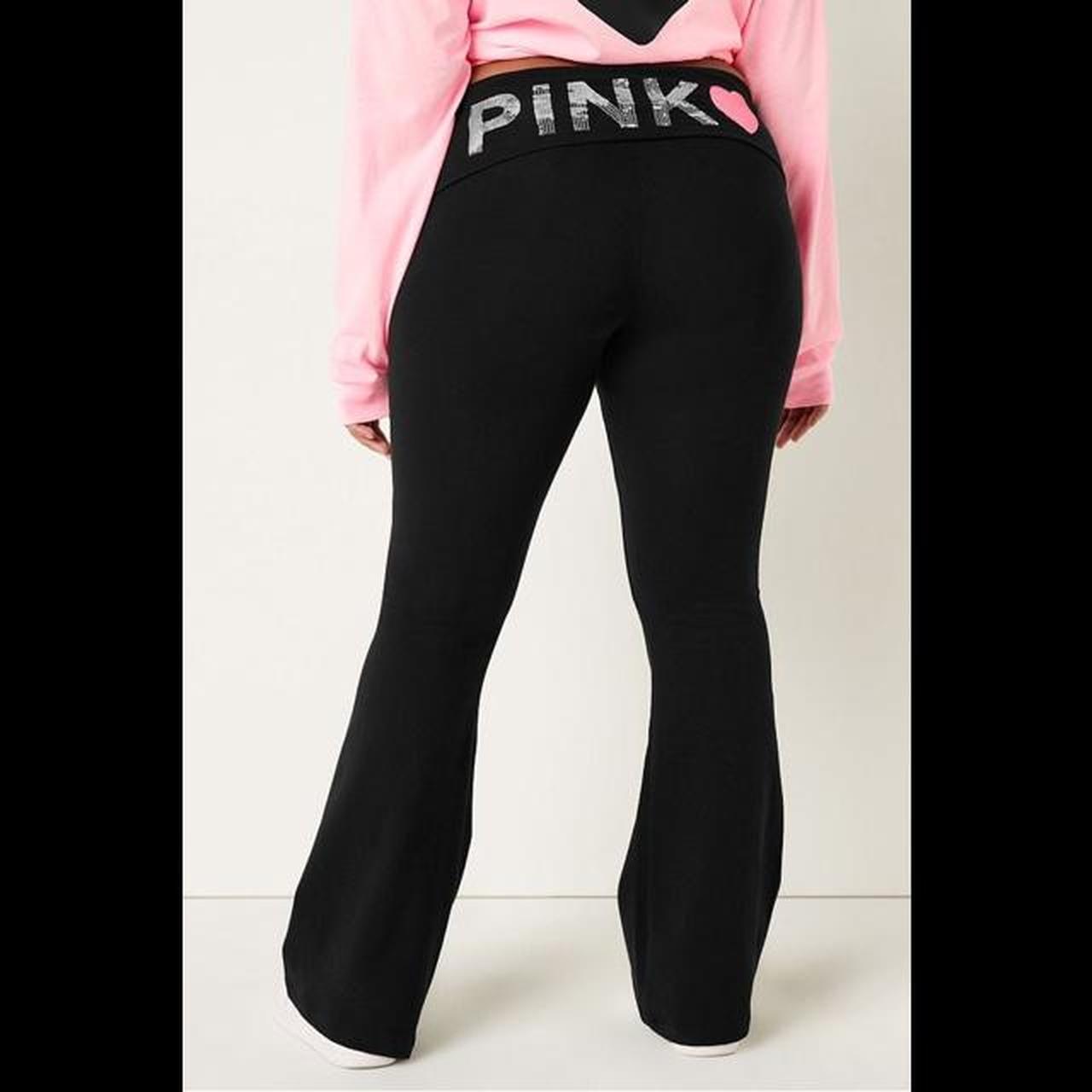 Victoria's Secret Women's Black and Pink Leggings | Depop