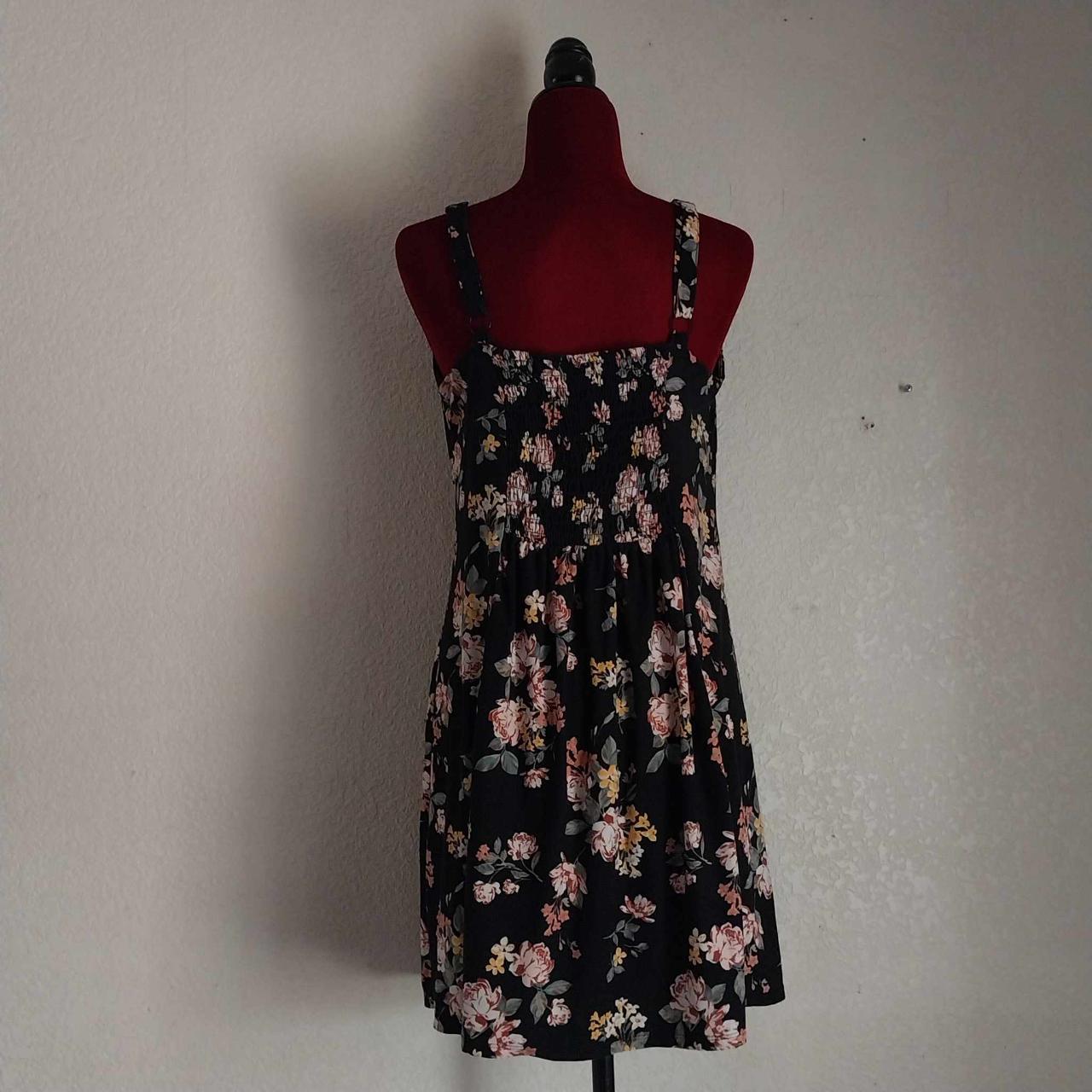 Floral Dress - Black with floral details - Fit and... - Depop