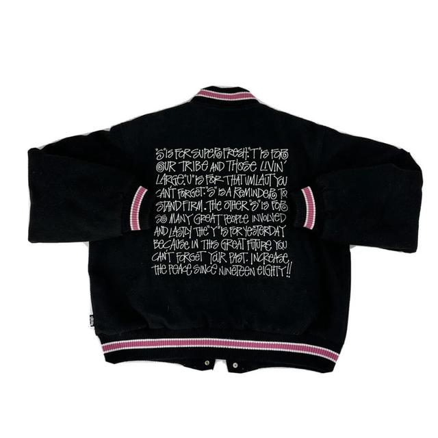 Stussy S Talk Melton Varsity Jacket 'Black' 115665
