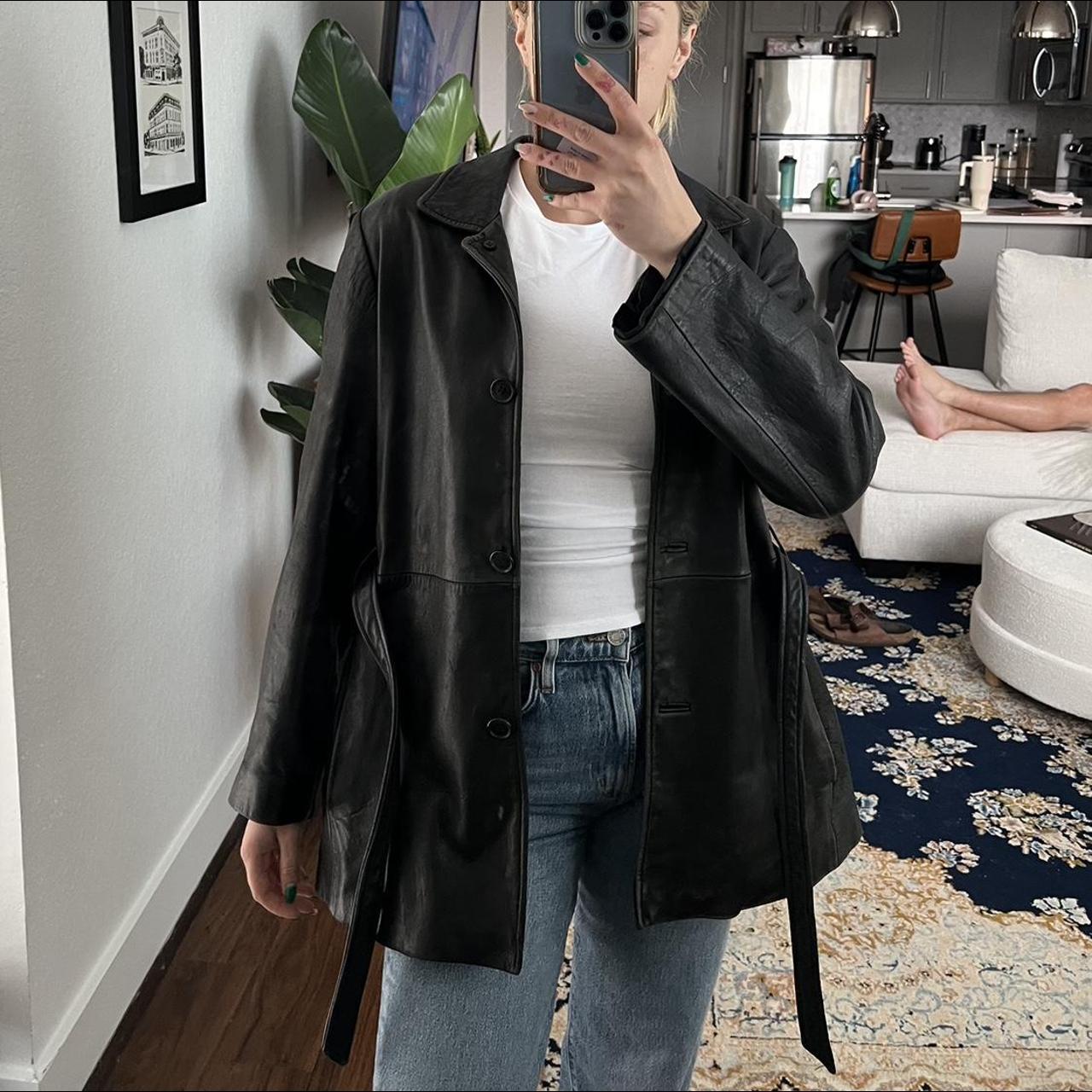 Docker’s 90s 100% Lamb Leather black jacket with... - Depop