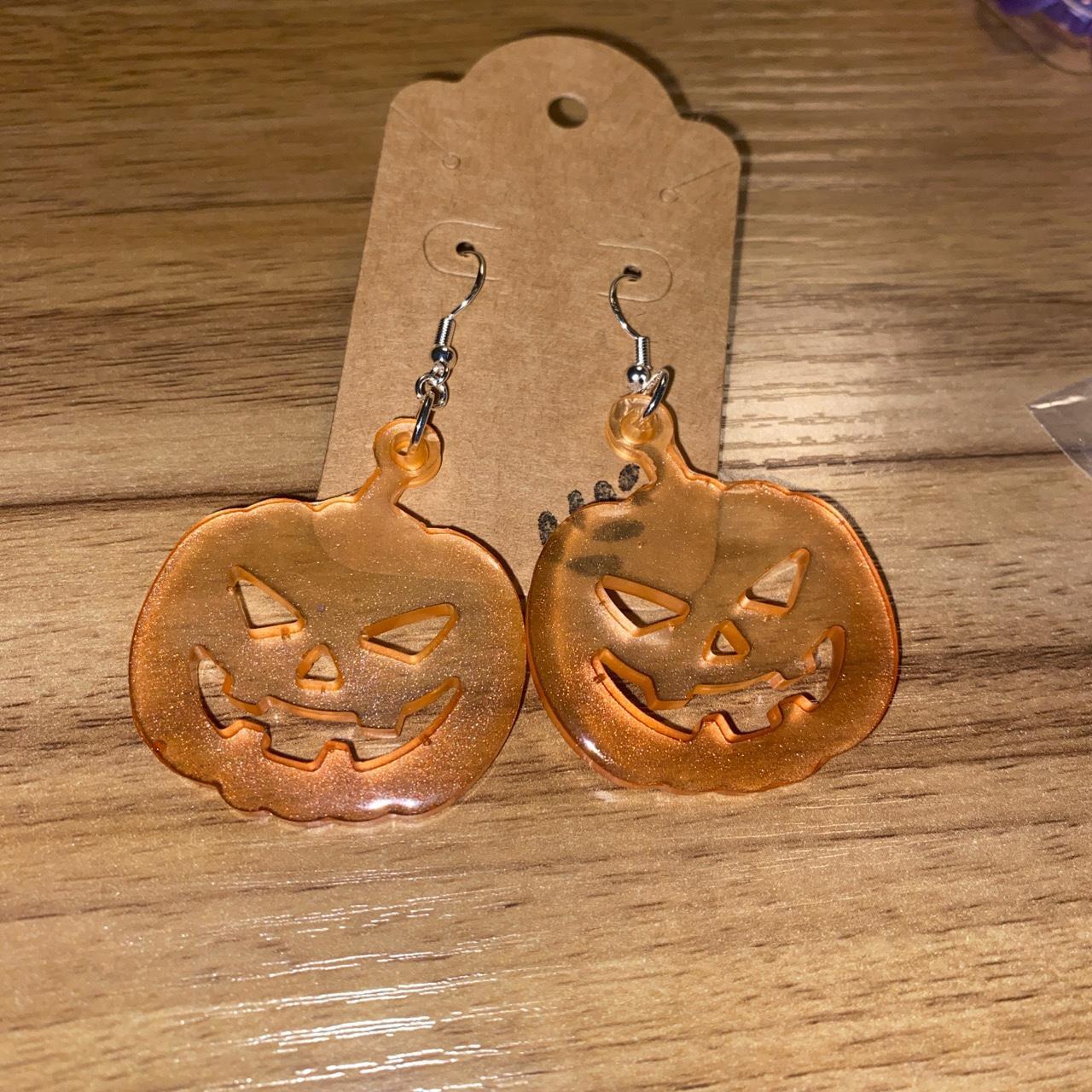 Orange resin pumpkin earrings 🎃 backing is included.... - Depop