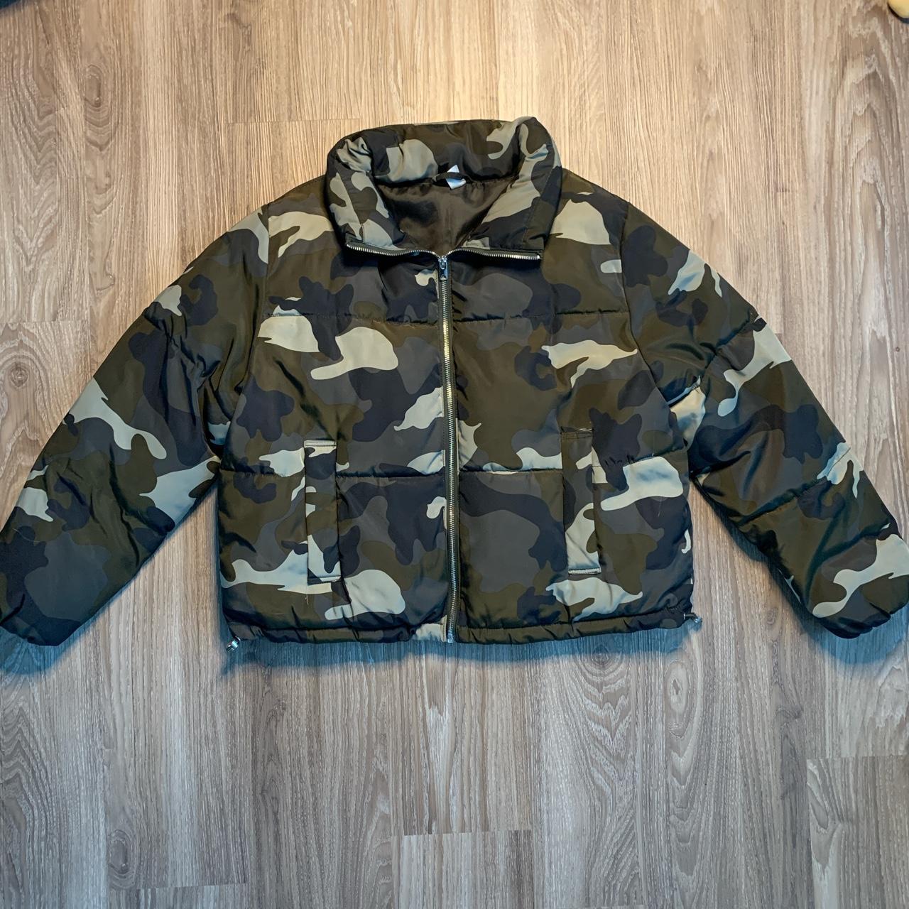H&m Camouflage Down Jacket Padded Jacket Camo Jacket Womens