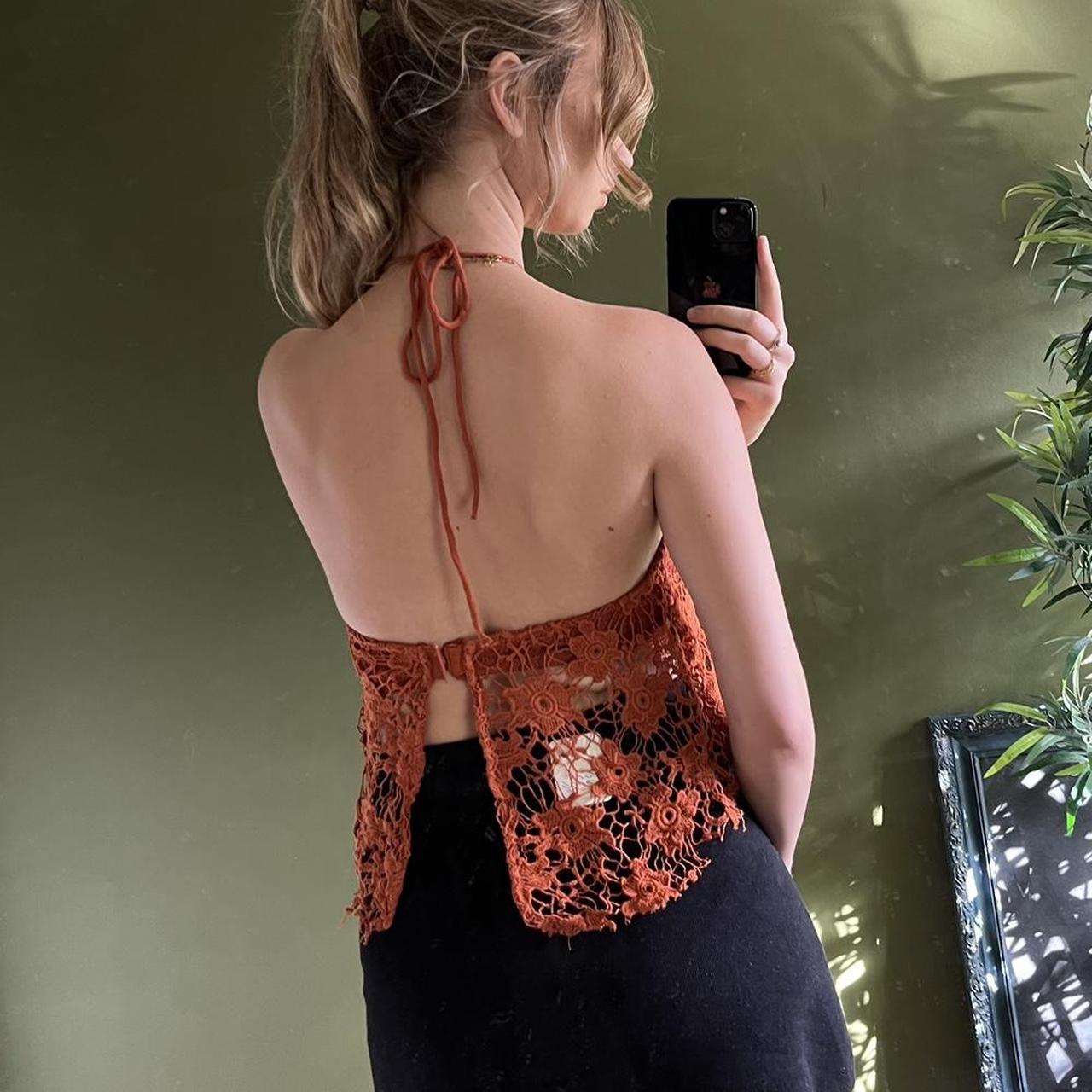 Free People Women S Brown And Orange Blouse Depop