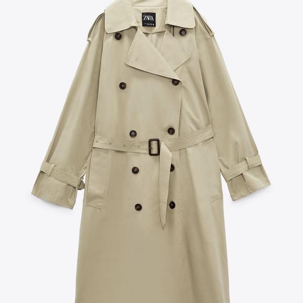 Beige Trench Coat Zara Woman Sold Out Zara Trench Oversized Depop