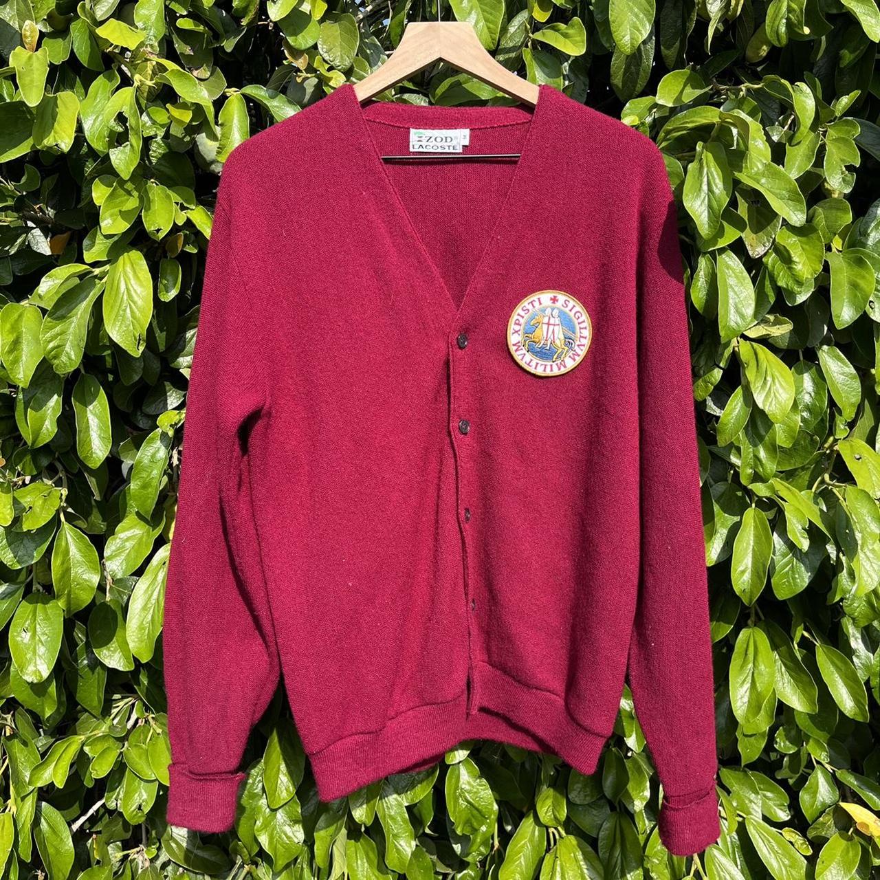 Lacoste Mens Burgundy Cardigan | Depop