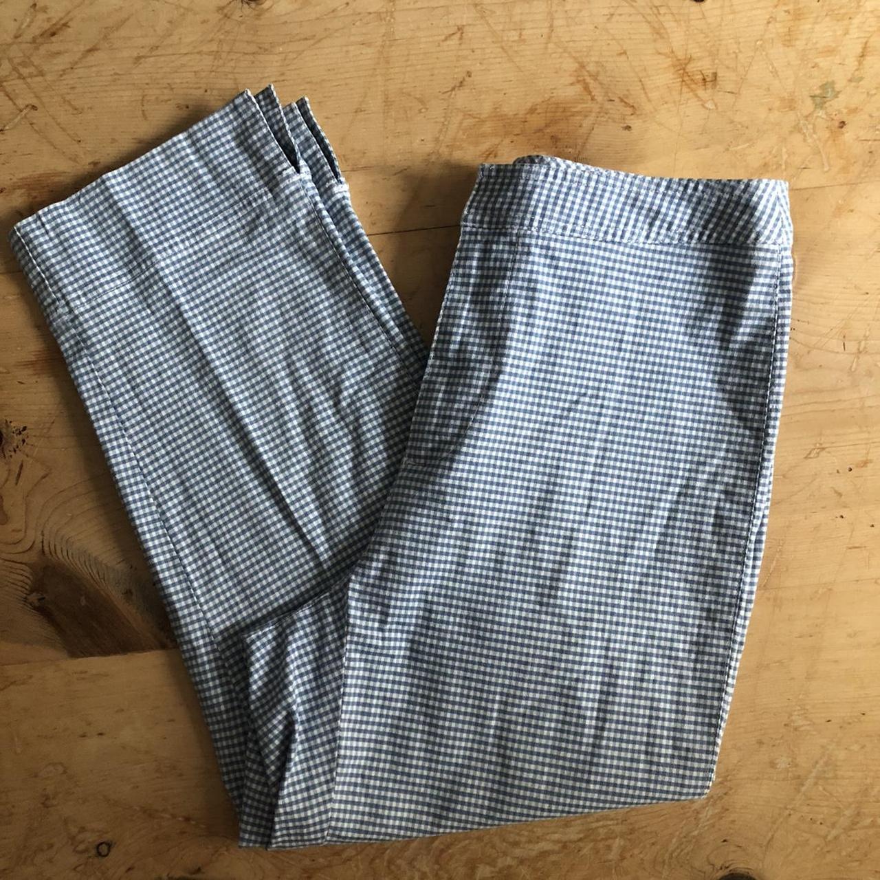 Super cute blue and white cropped checkered trousers... - Depop