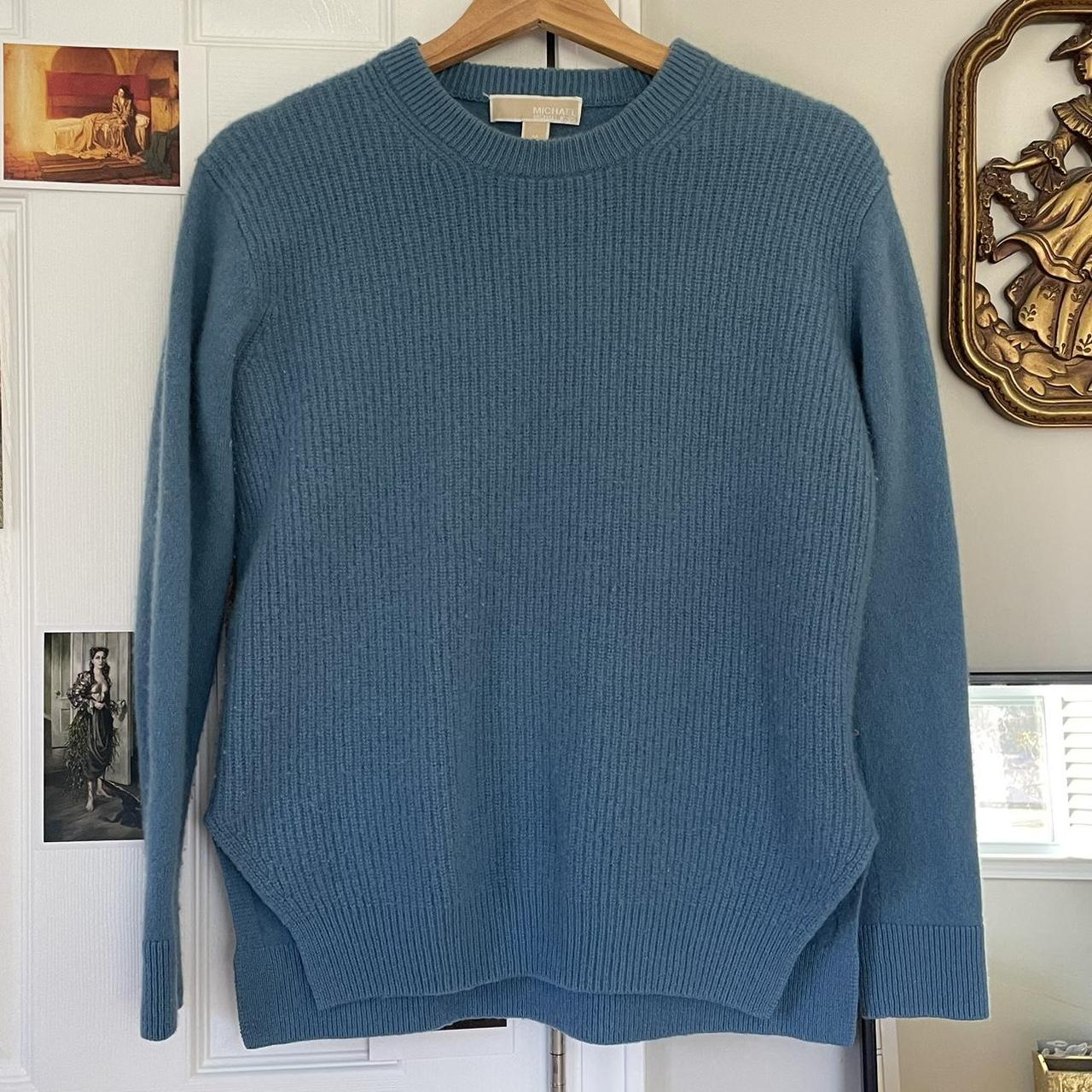 Blue Michael Kors blue 100% cashmere light blue... - Depop