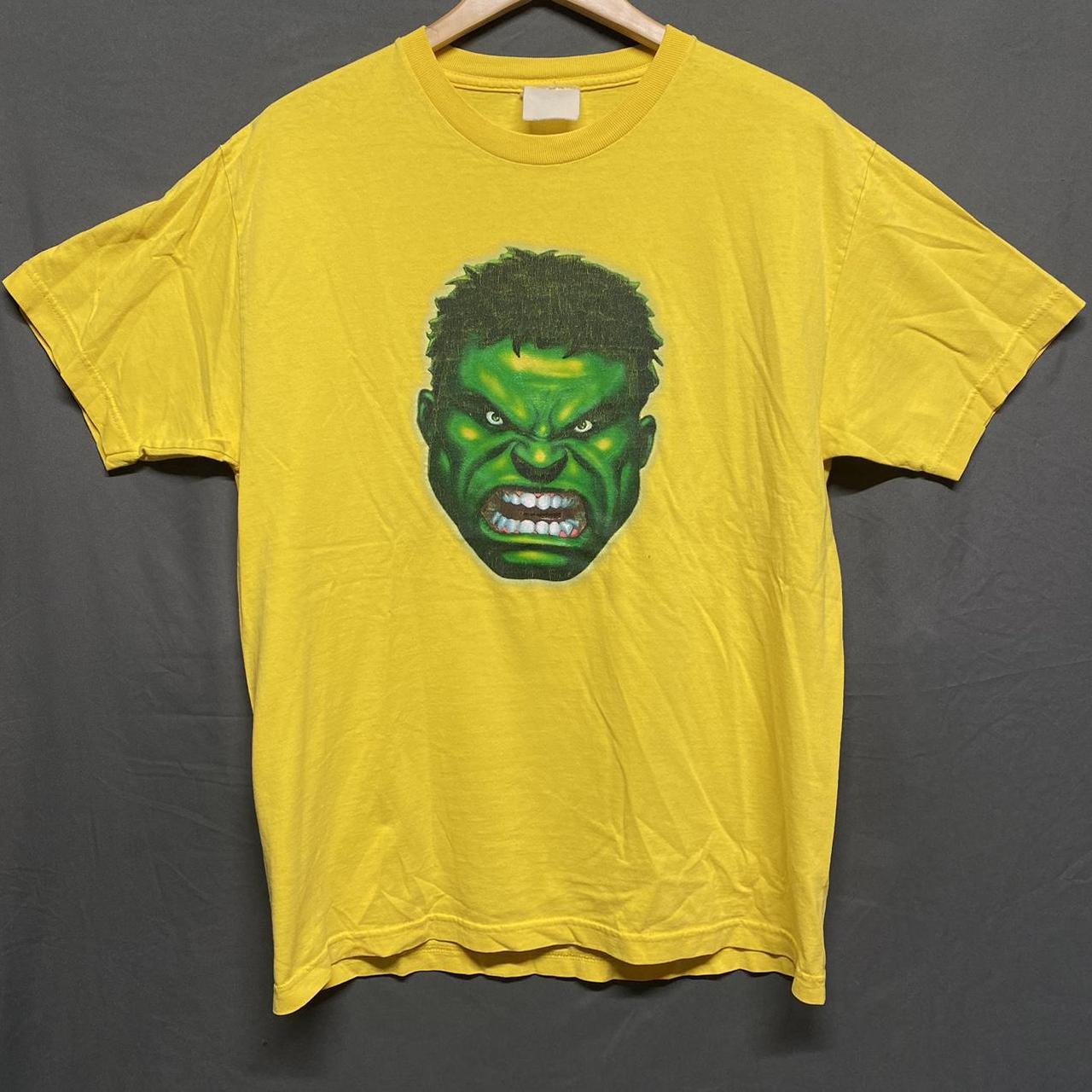 Vintage The Incredible Hulk Marvel T-Shirt Yellow... - Depop