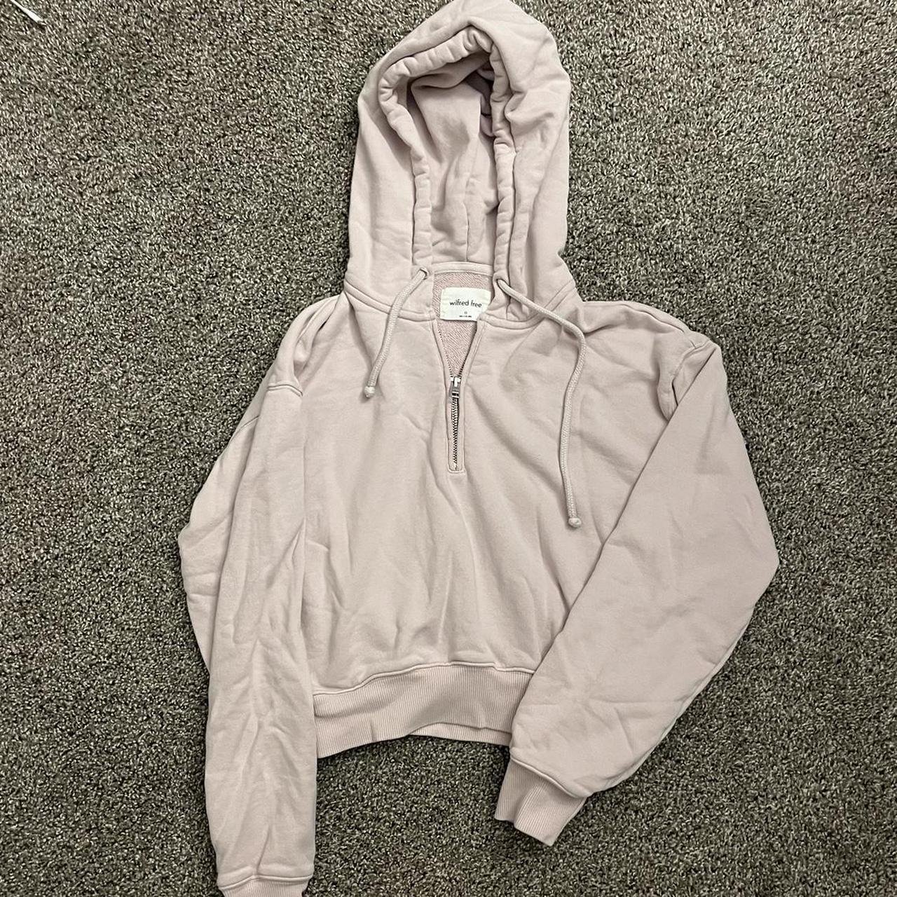 Aritzia Wilfred free baby pink hoodie quarter... - Depop