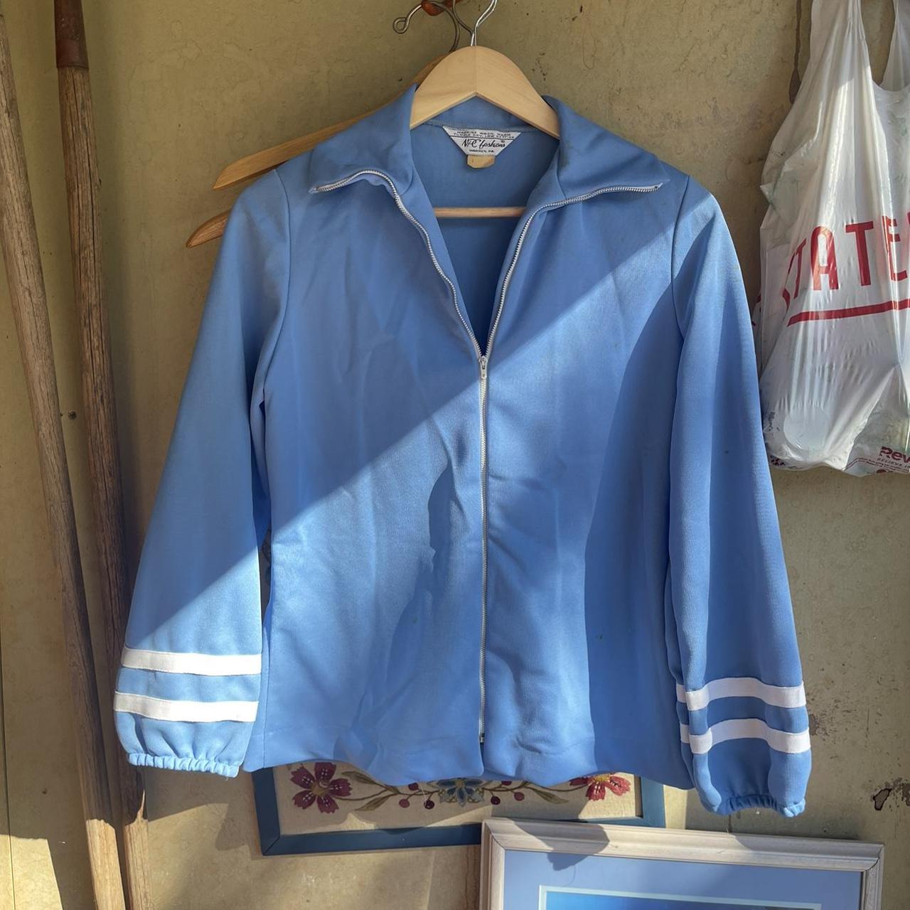 Women's Blue and White Jacket Depop
