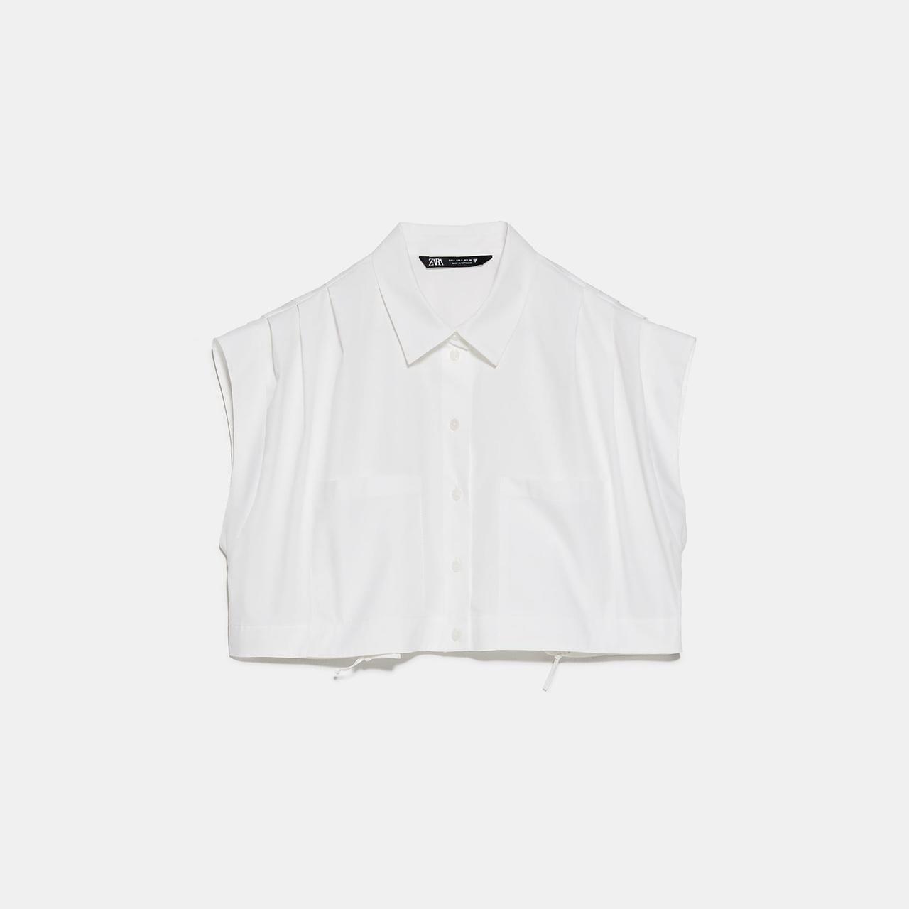 Zara white cropped shirt🤍 with elastic around the... Depop