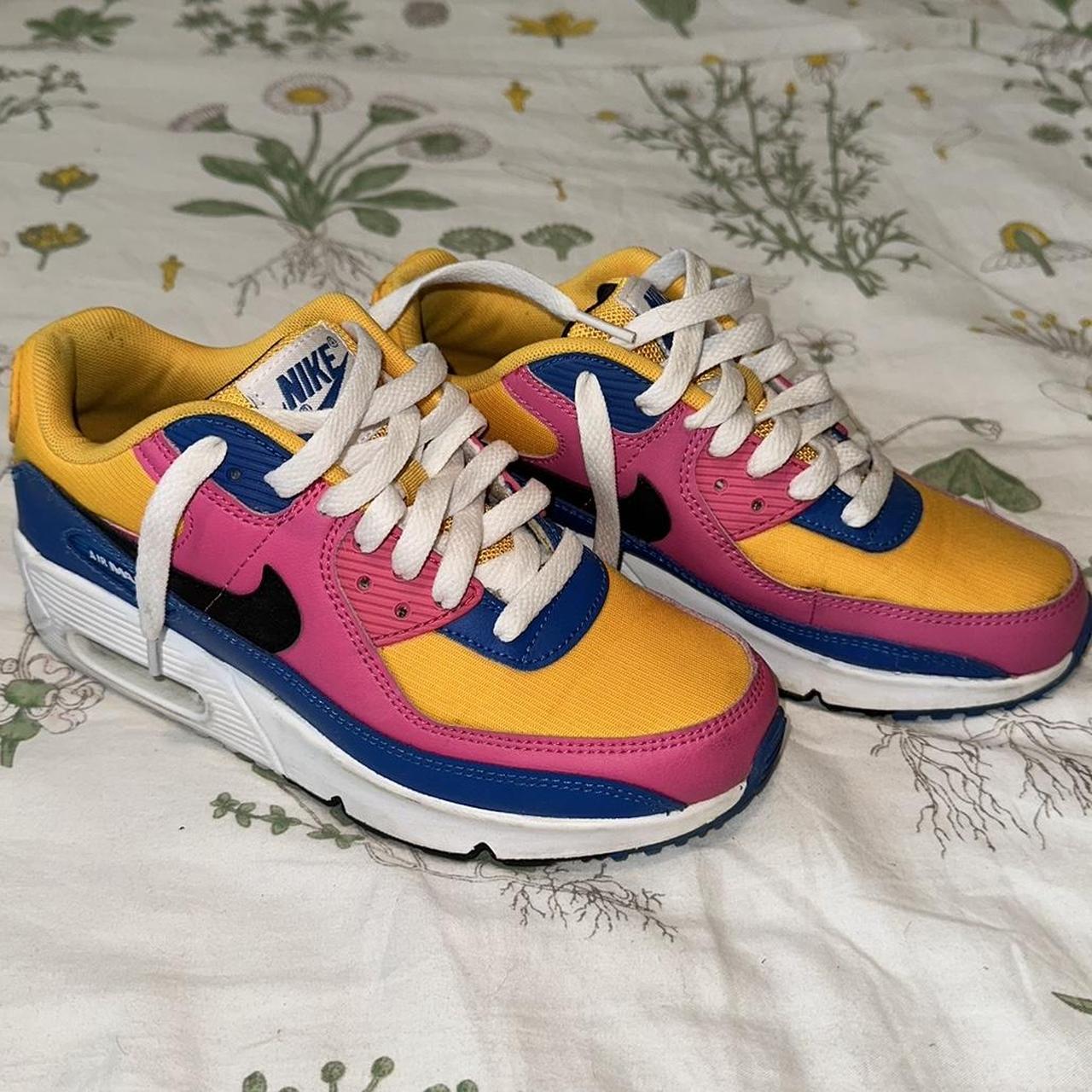 blue yellow pink nike