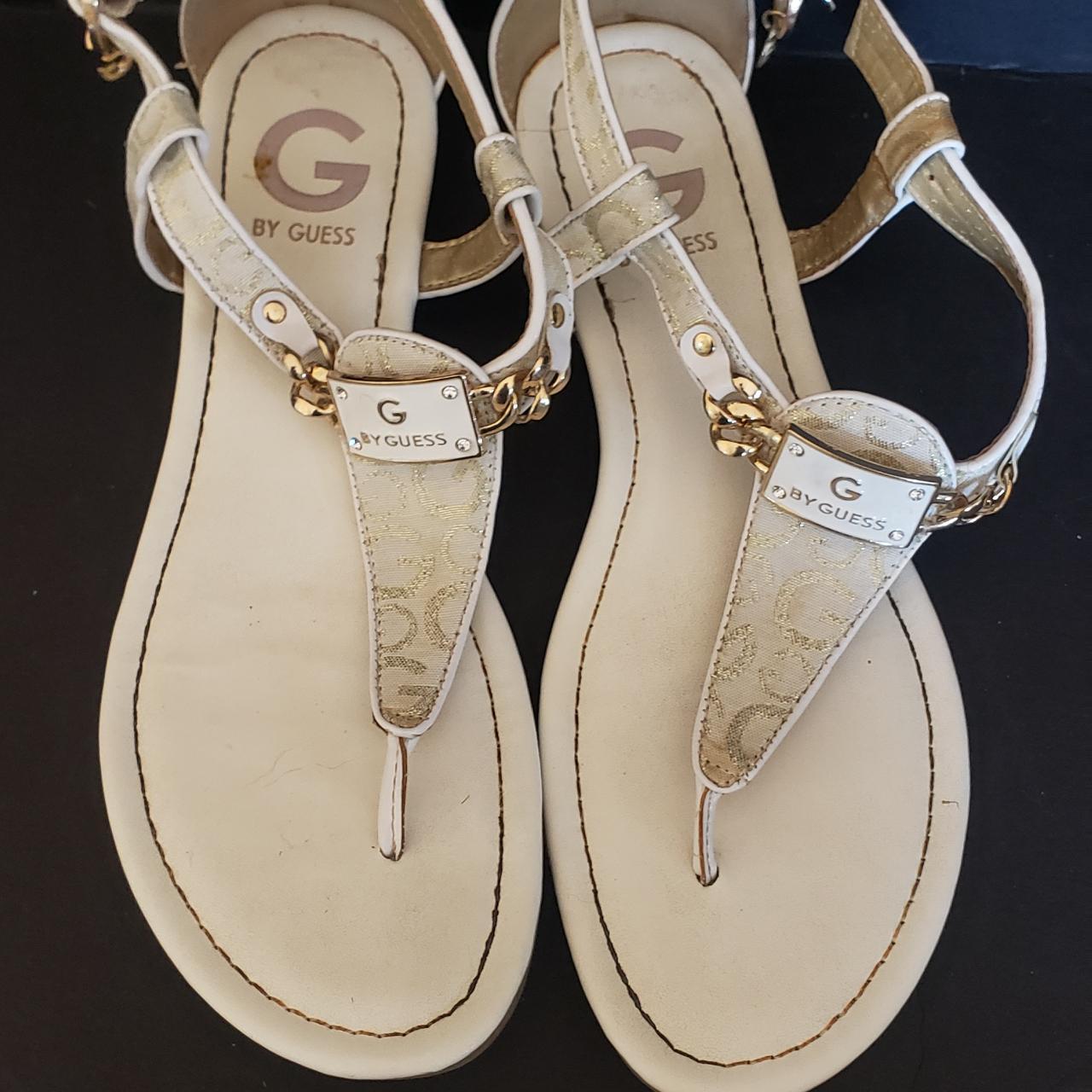 G by best sale guess white sandals