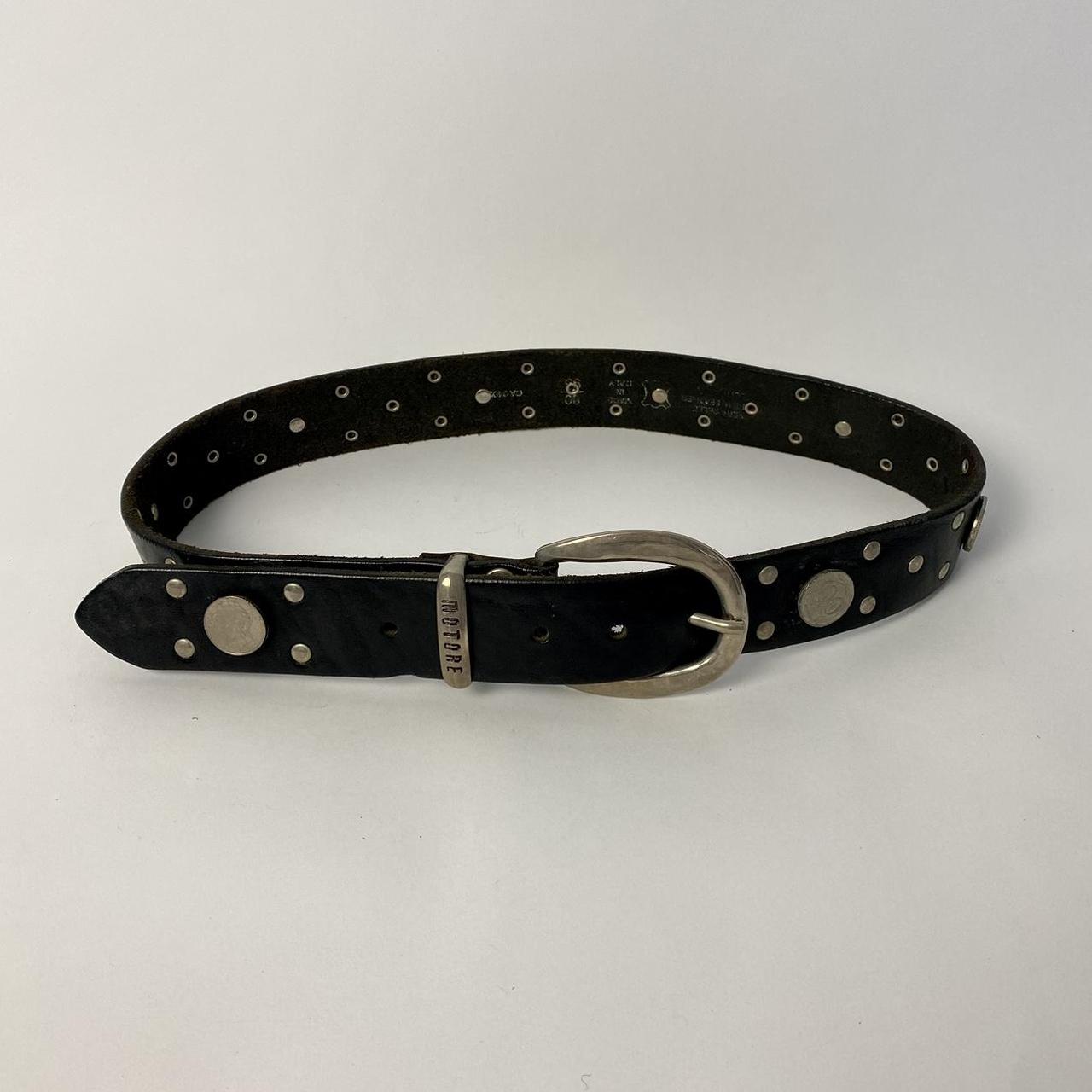 Vintage black leather coin detailed belt. Such a... - Depop