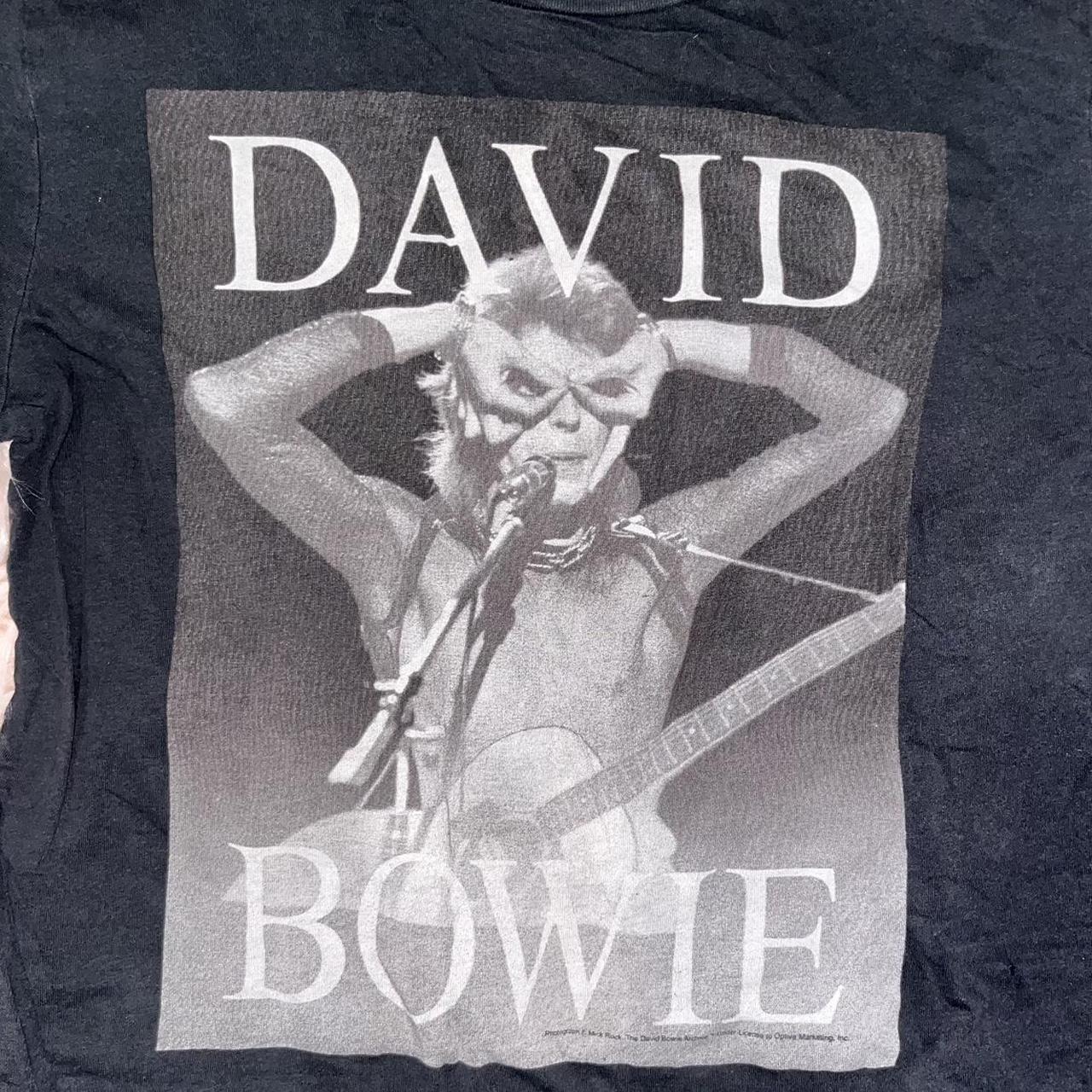 2010 H M David Bowie black and white image on dark. Depop