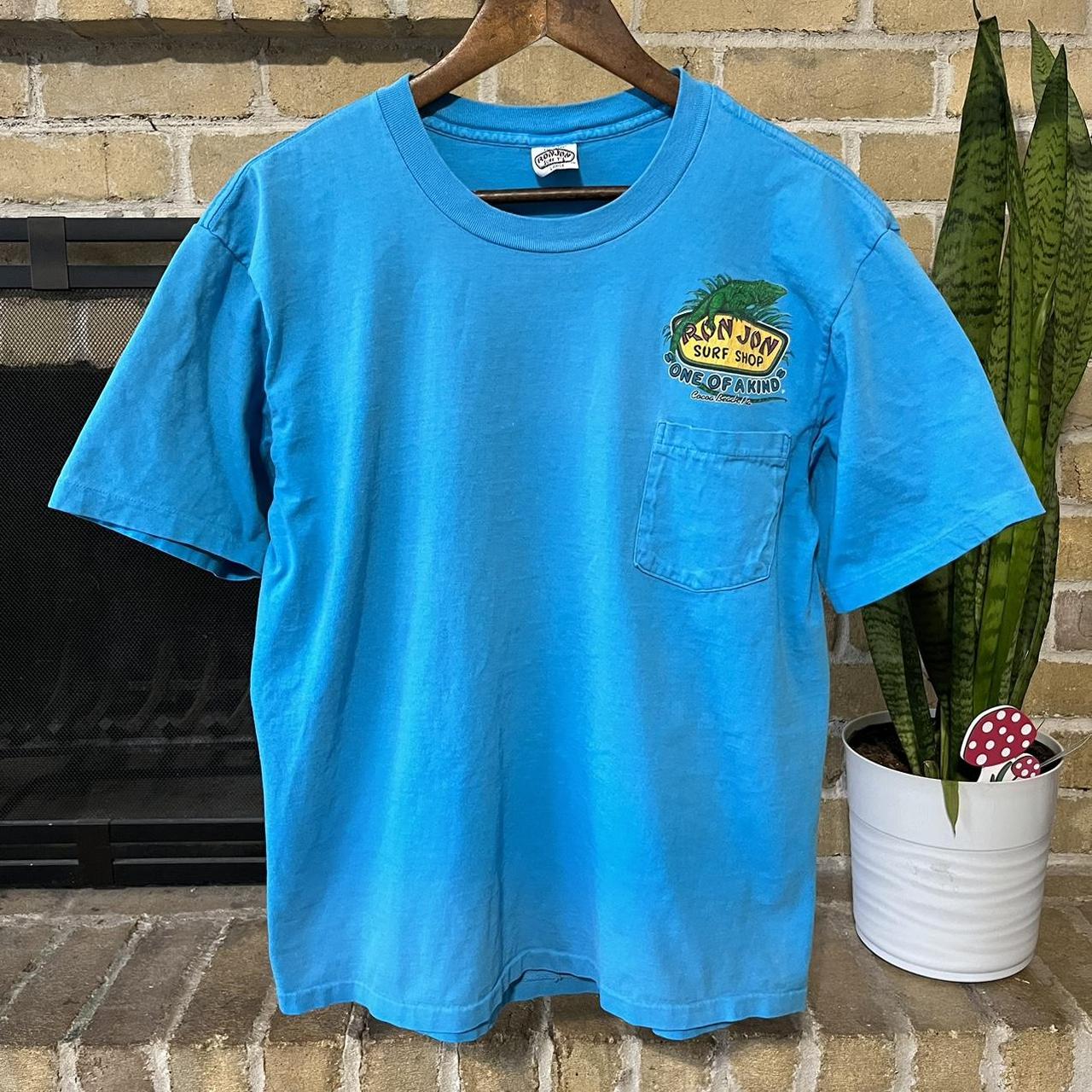 Vintage 90 s Ron Jon Surf Shop Iguana Blue T Shirt Depop