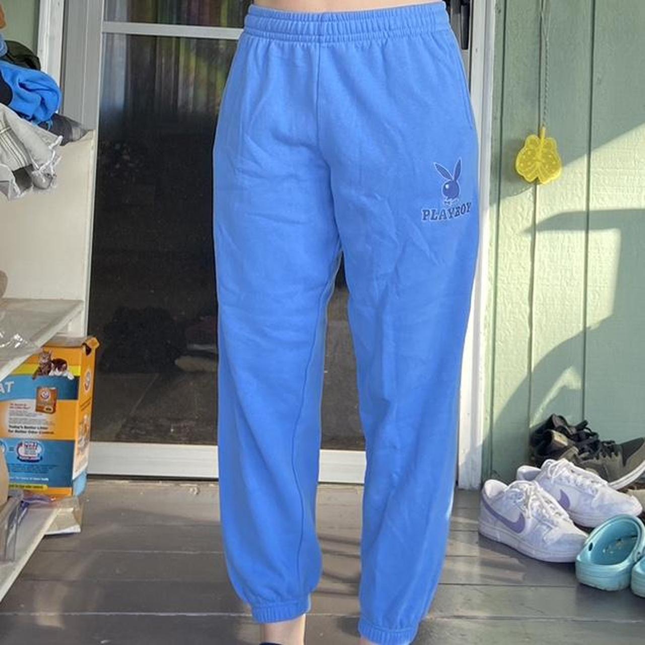 blue playboy sweatpants from pacsun. size M but fits... Depop