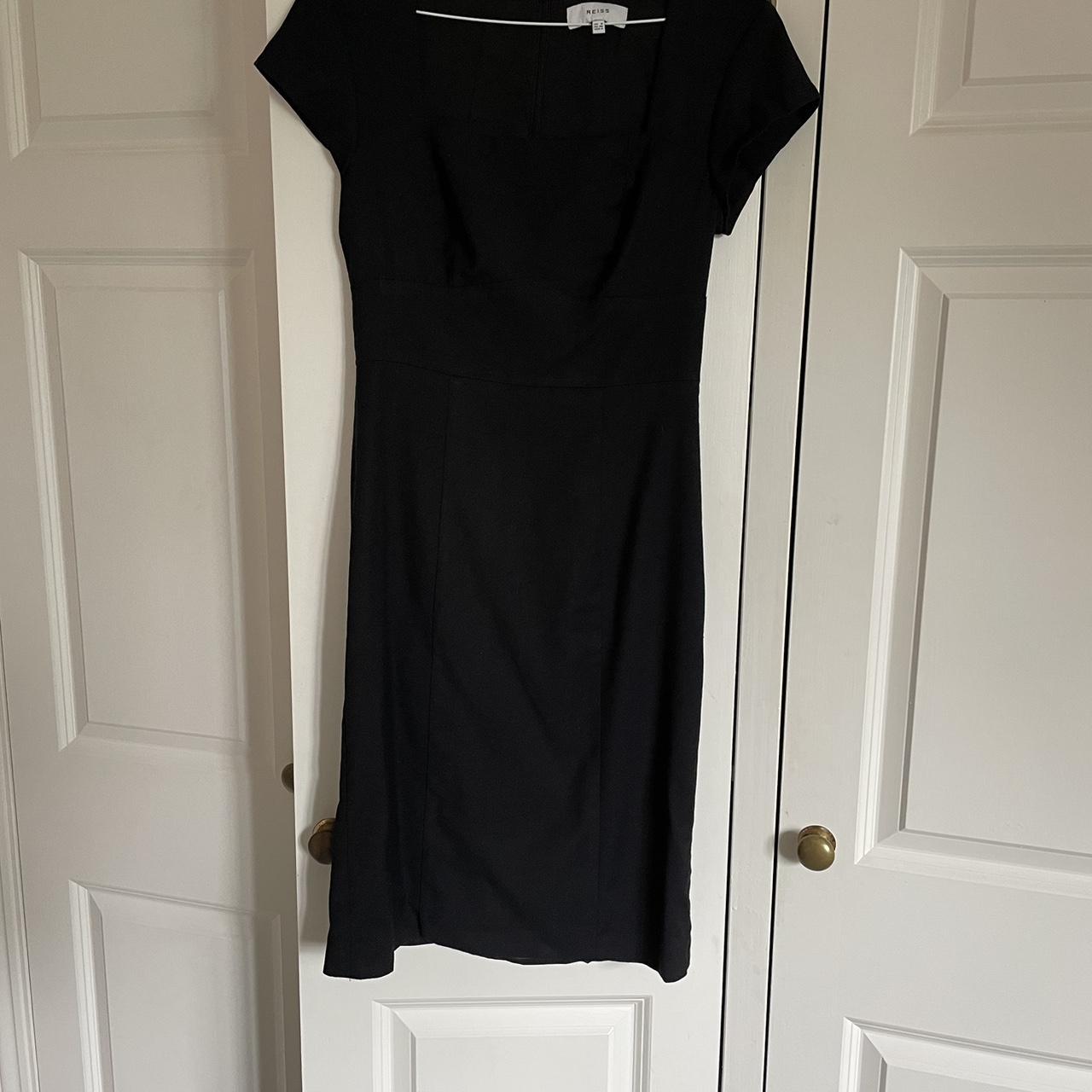 Reiss black mini dress with square neck Size 8 /... - Depop