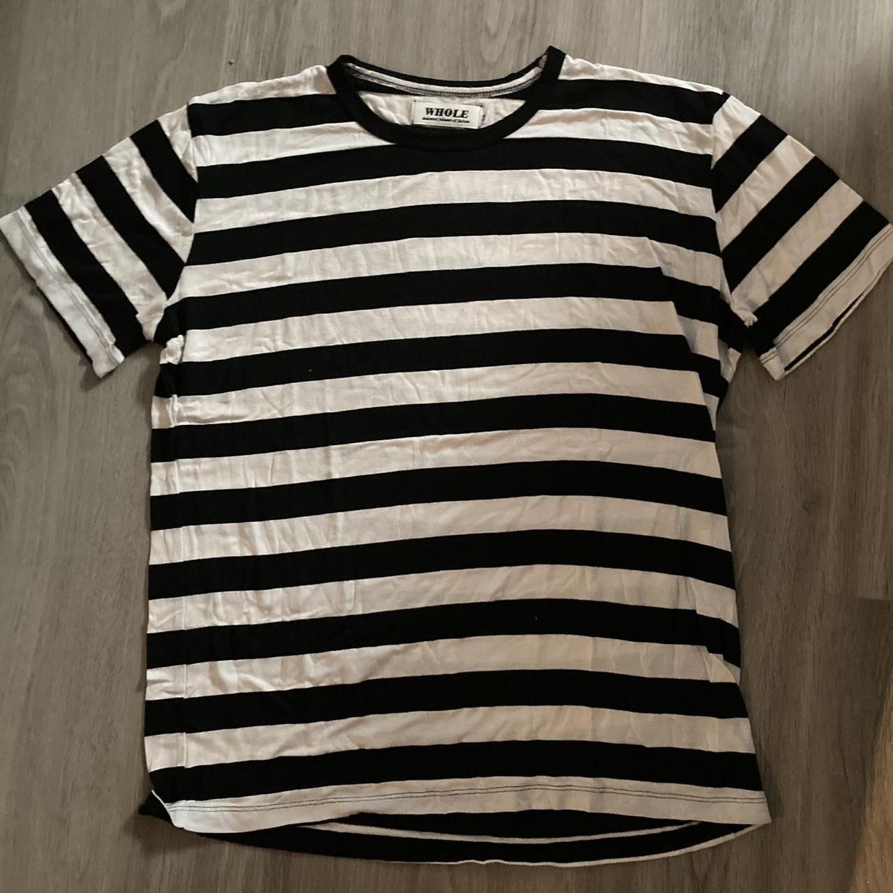 Whole - Black & White Striped Tee - Soft Jersey Cotton - Depop