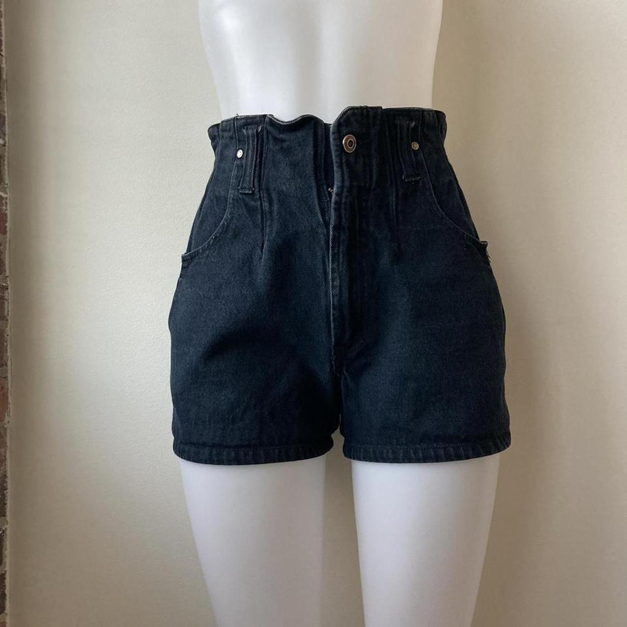 Vintage 90s y2k denim shorts. Dark wash black color.... - Depop