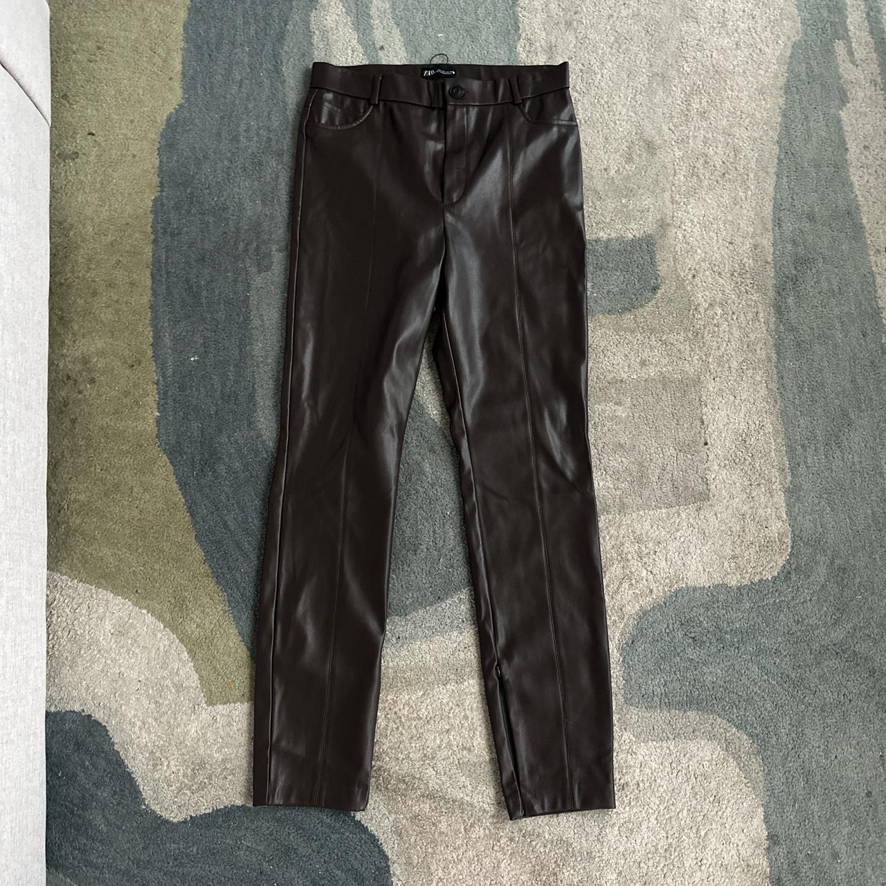 Zara faux leather skinny pants. Zipper at ankles.... - Depop