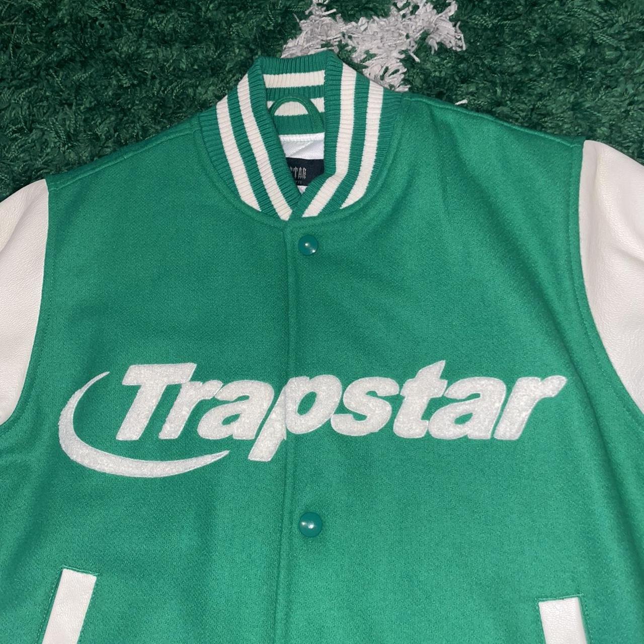 Trapstar Varsity Jacket Green/White UK XS Deadstock... Depop