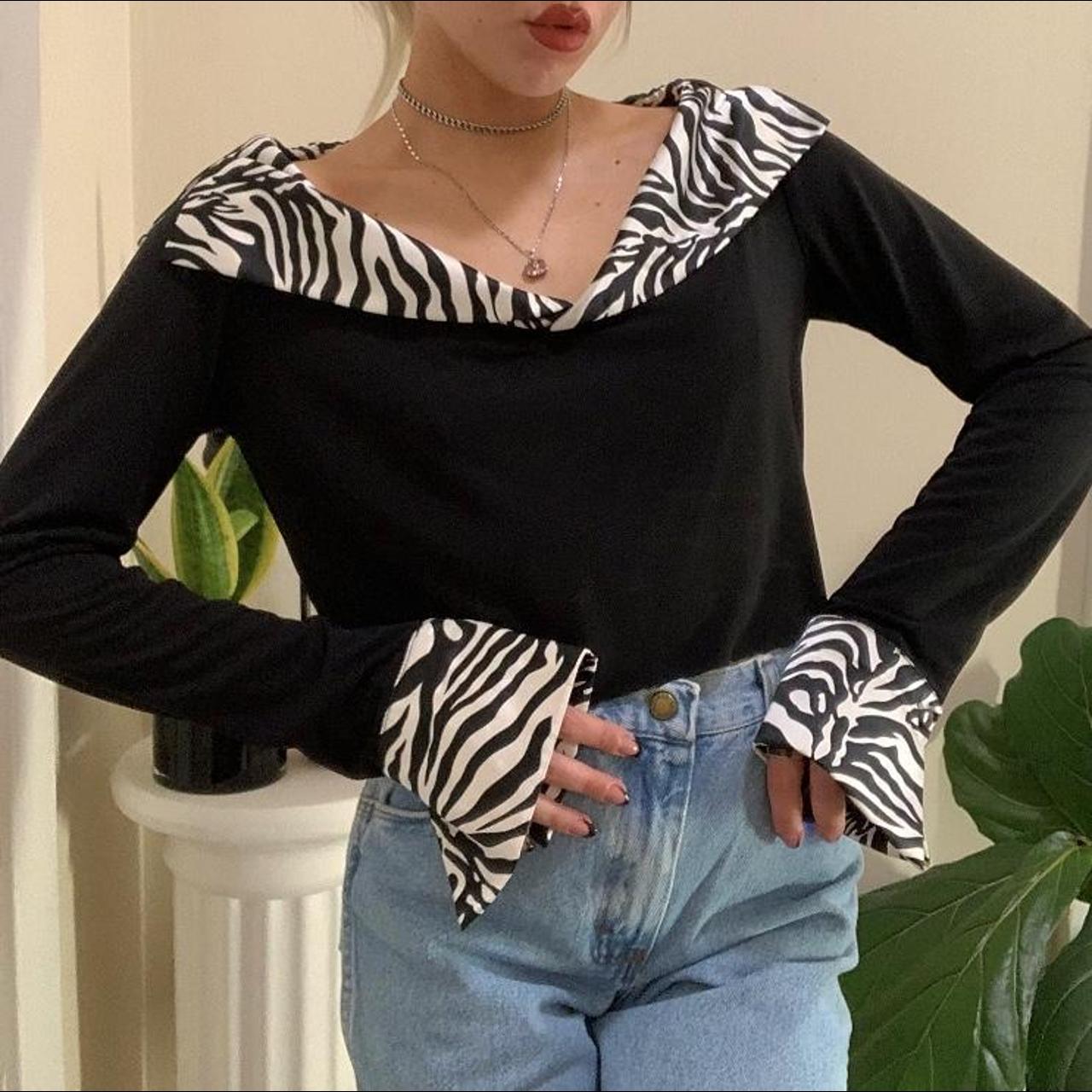 Women's Black and White Blouse (2)
