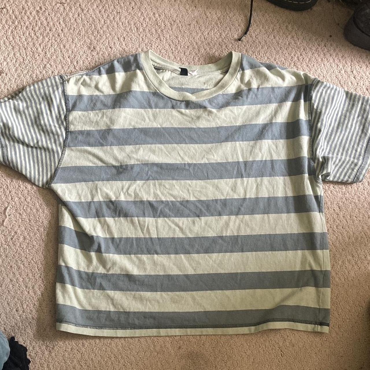 Urban / BDG Blue ish green striped tee Boxy fit See... - Depop