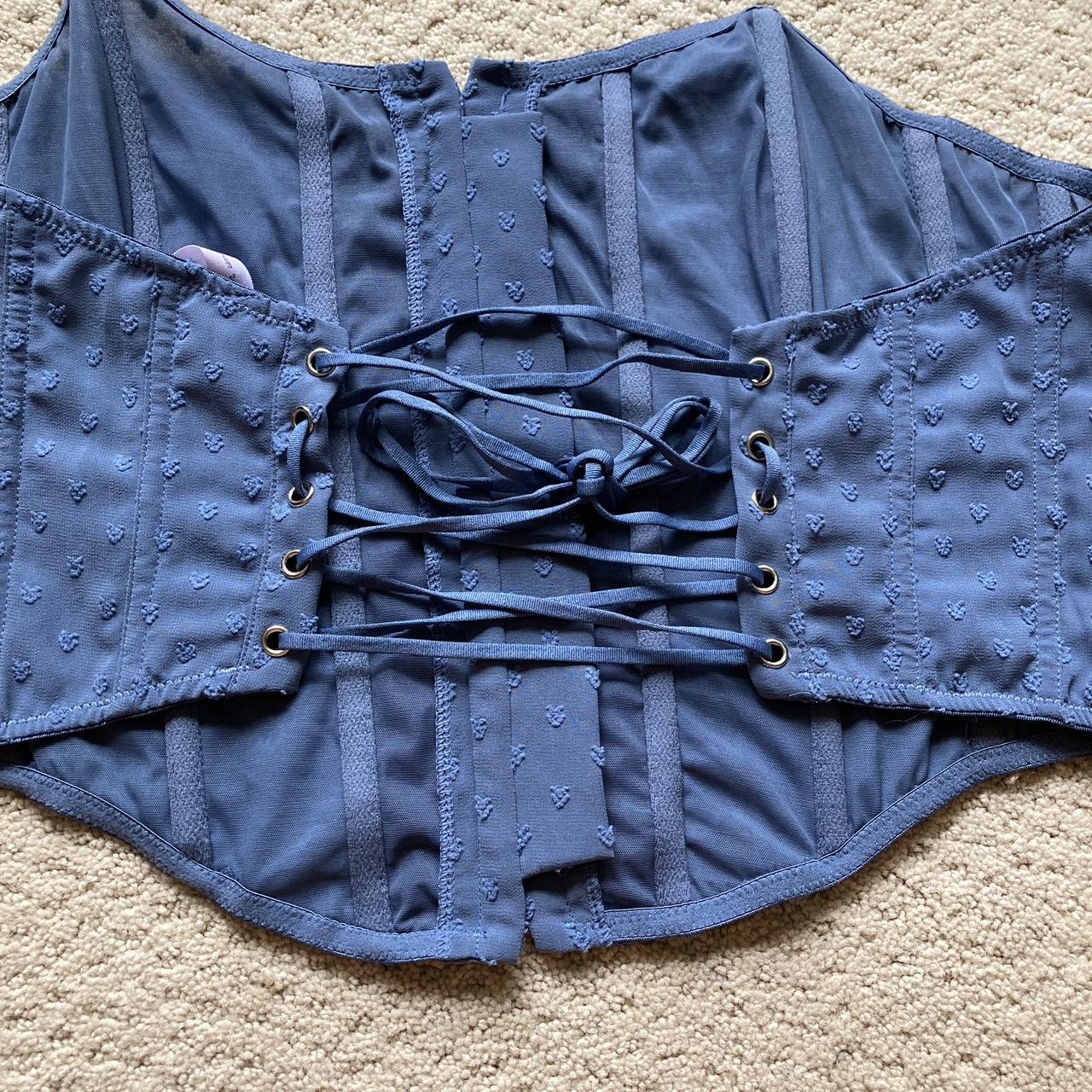 Urban Outfitters Blue Corset Top Back laced low with... Depop