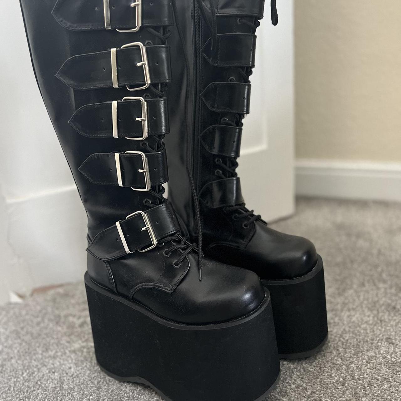 Demonia Mega 618 buckle up platform boots with side... - Depop