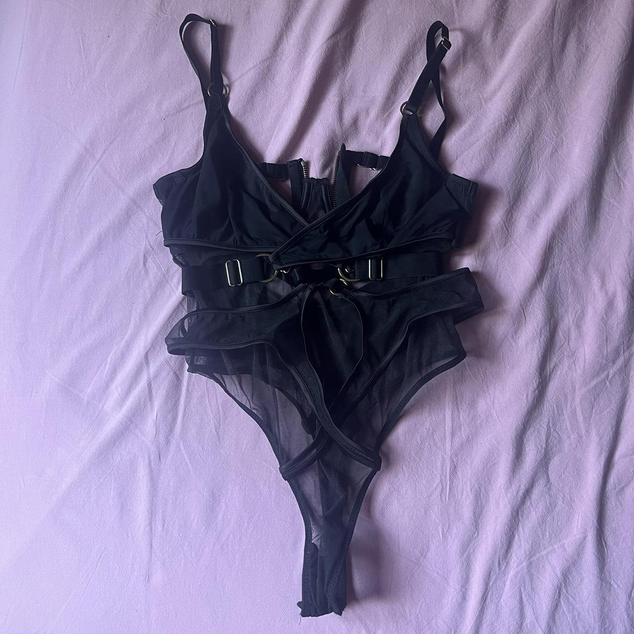 Strappy bras n things lingerie one piece in black - Depop