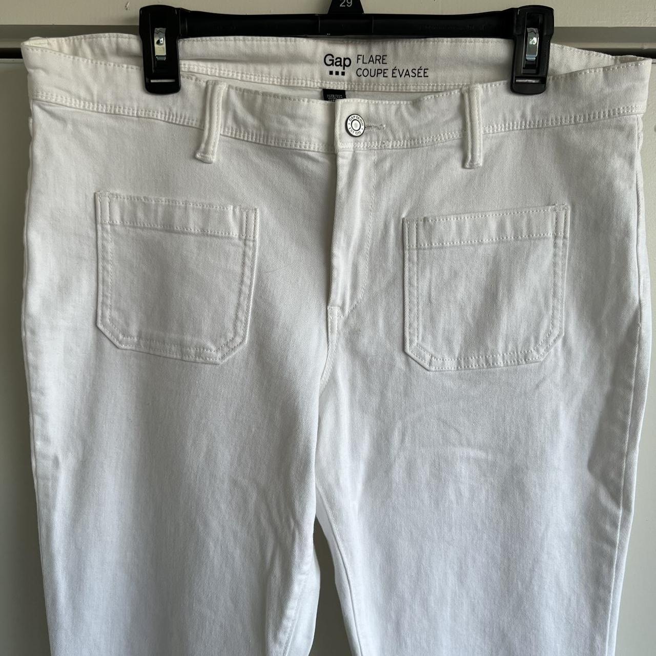 Retro Gap white low rise flare jeans with unique... - Depop