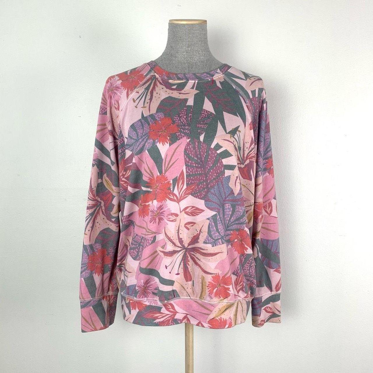 Sundry Pink Tropical Floral Jumper Raglan Sweatshirt. Depop