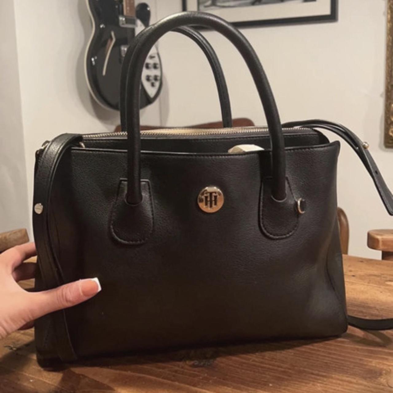 Tommy Hilfiger black leather medium bag - Depop