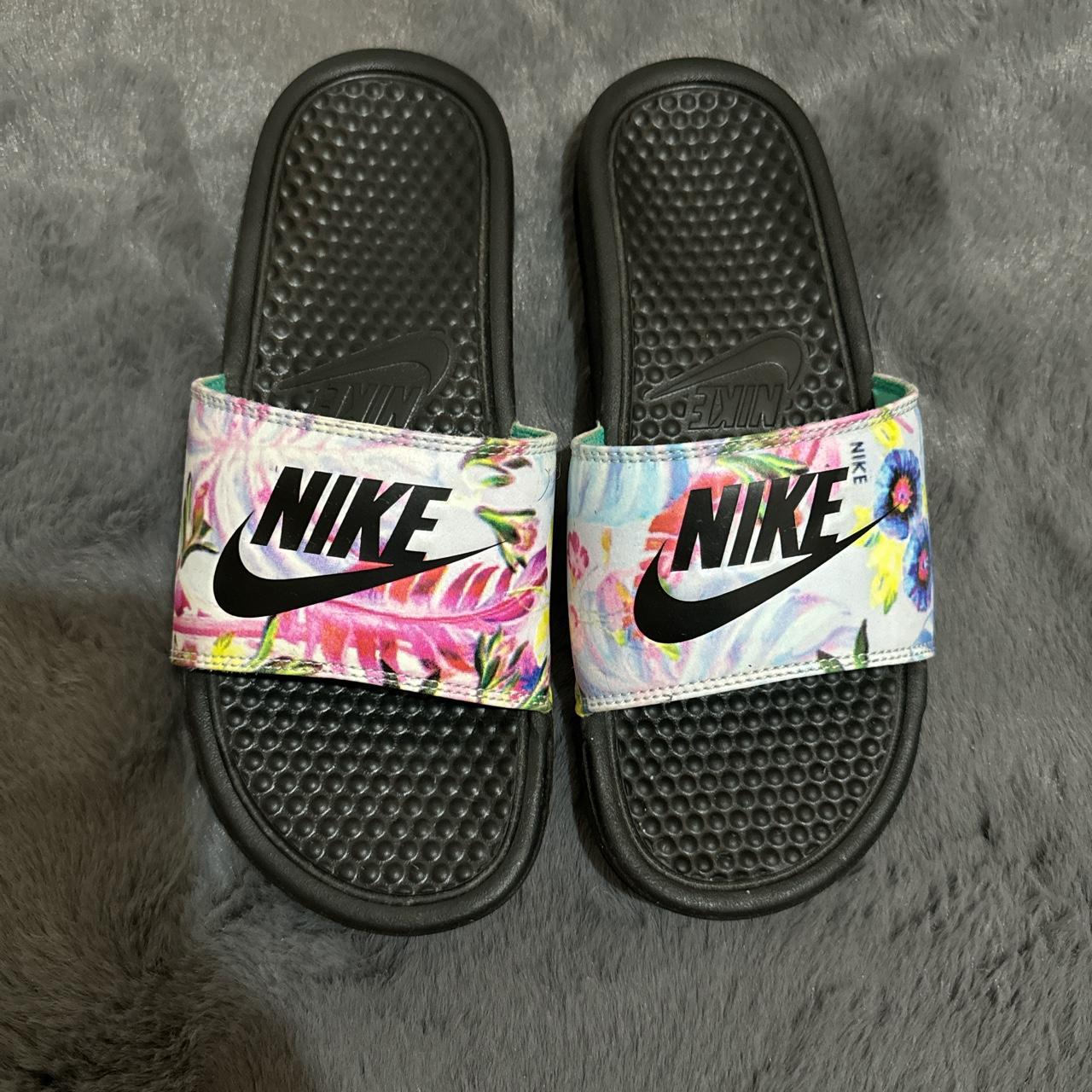 mens nike floral slides