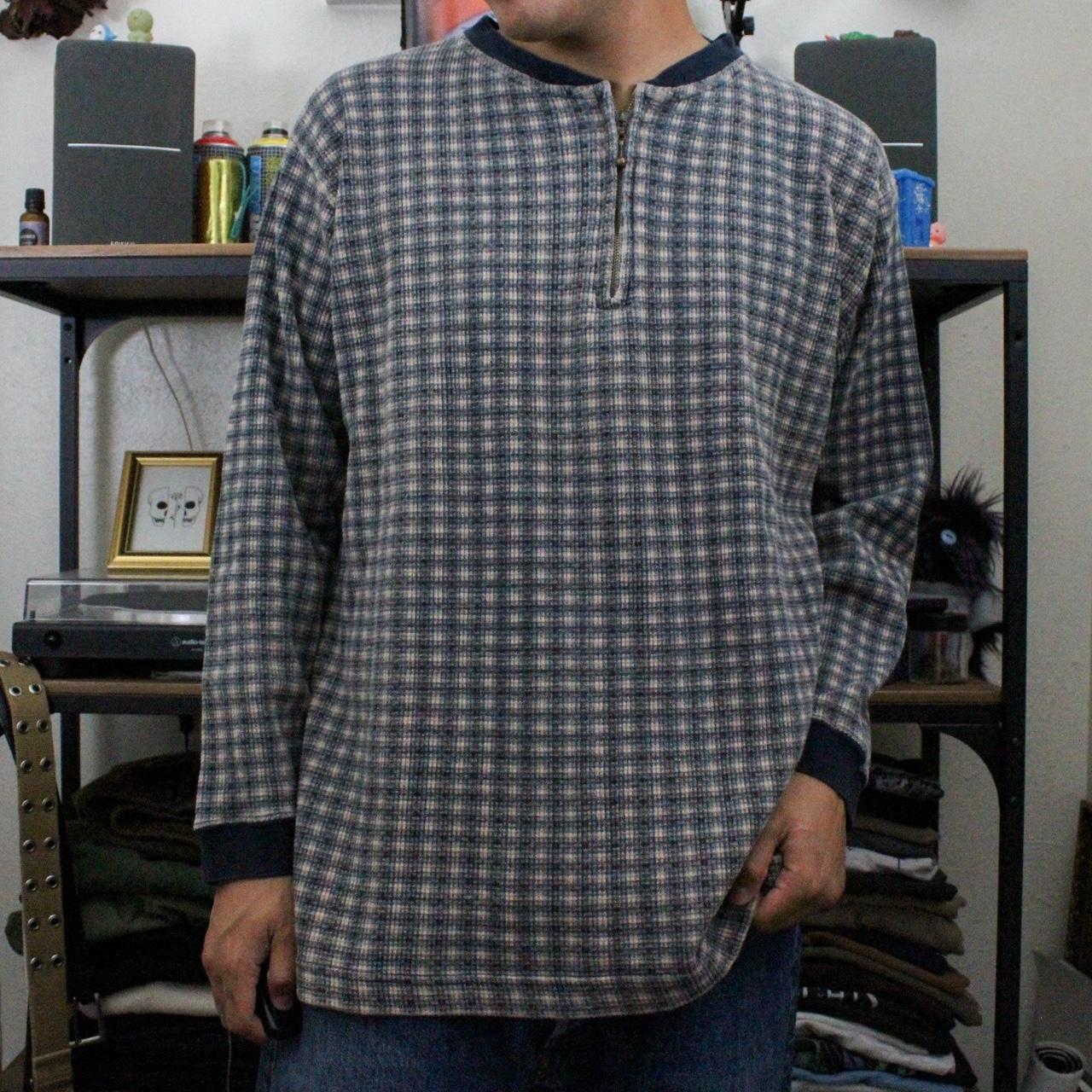 Faded Glory Men's Blue and Cream Shirt Depop