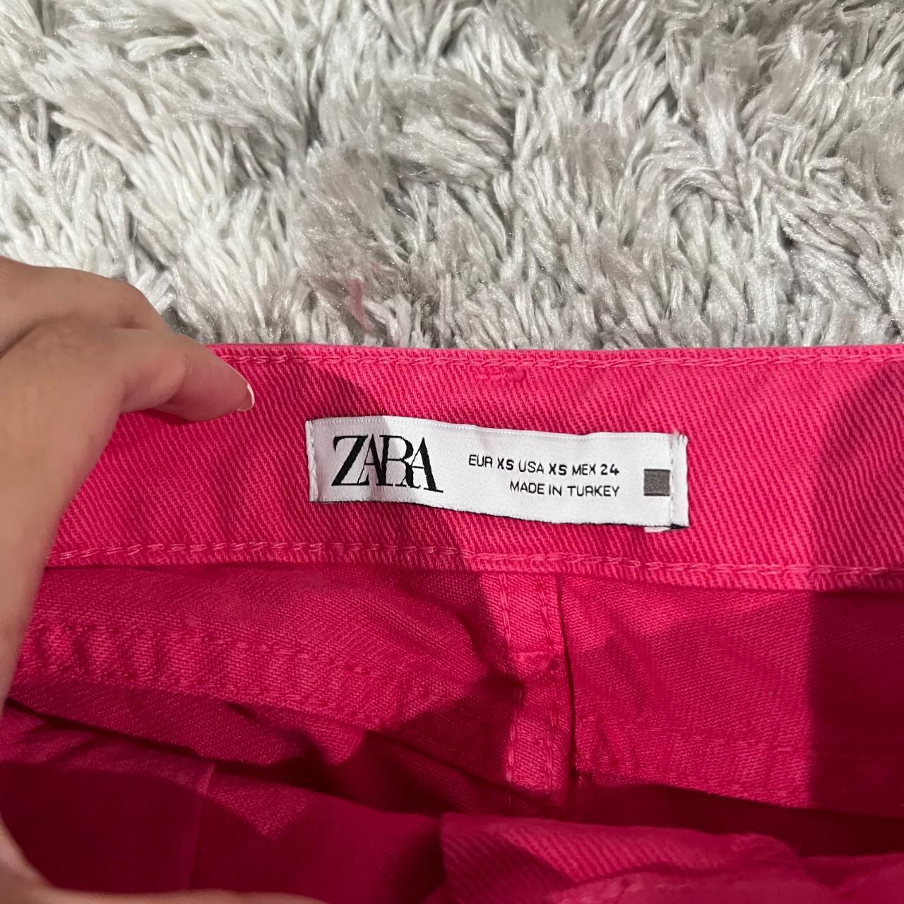 Zara Pink Denim Wrap Skort Size XS Worn once,... Depop