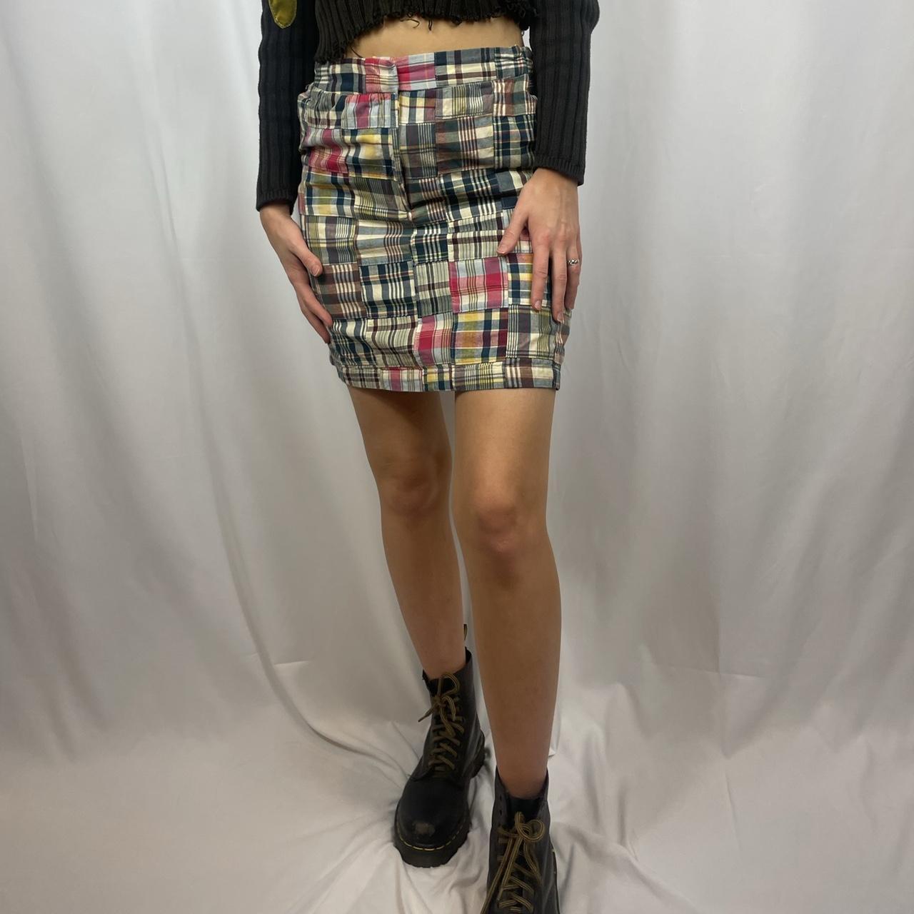 Y2K colorful patchwork plaid skirt - Womens 4 -... - Depop