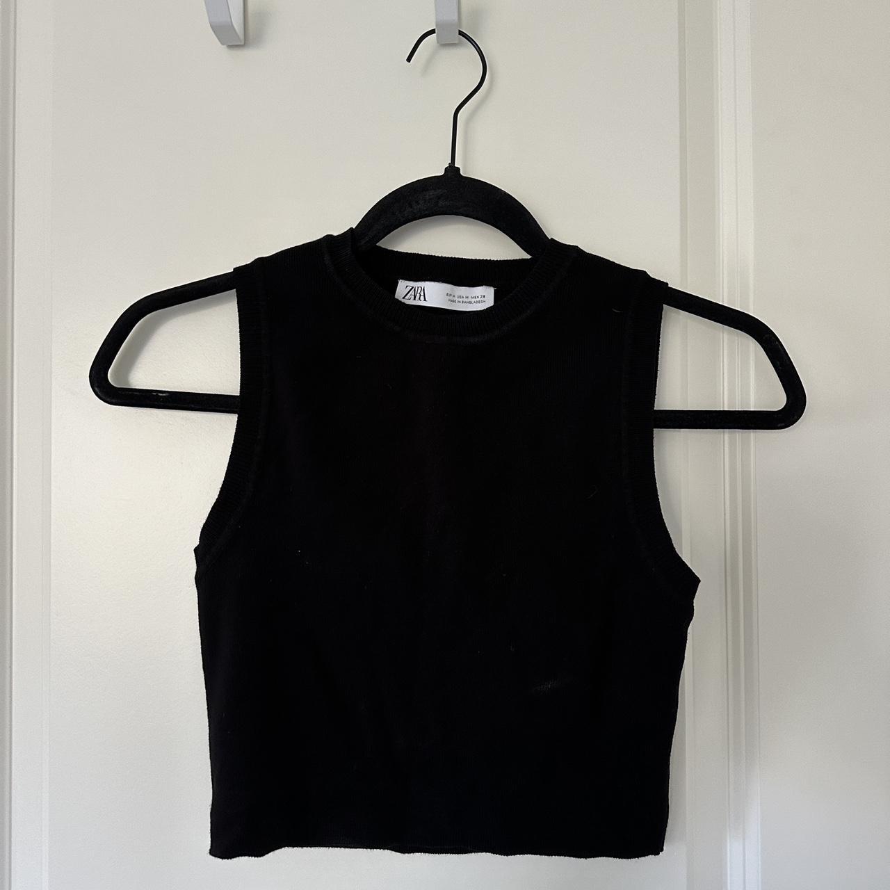 Zara black cropped knit tank Size medium My... - Depop