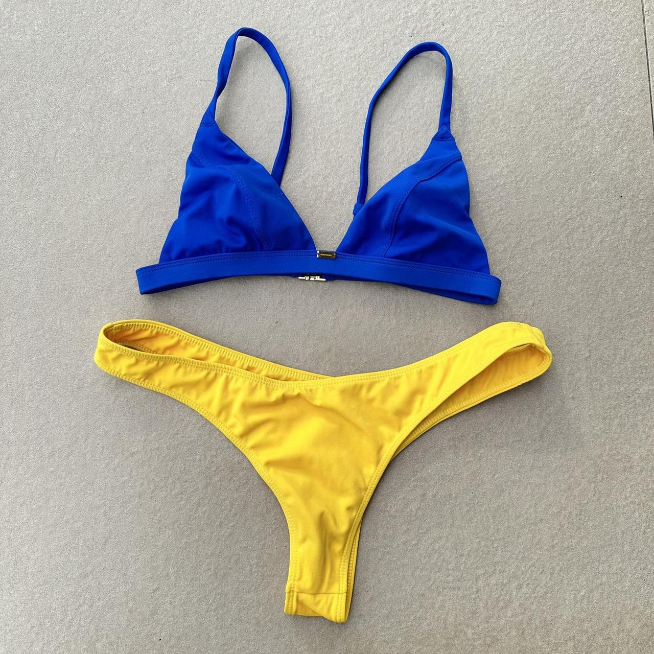 Gooseberry Seaside yellow and blue bikini set - Depop