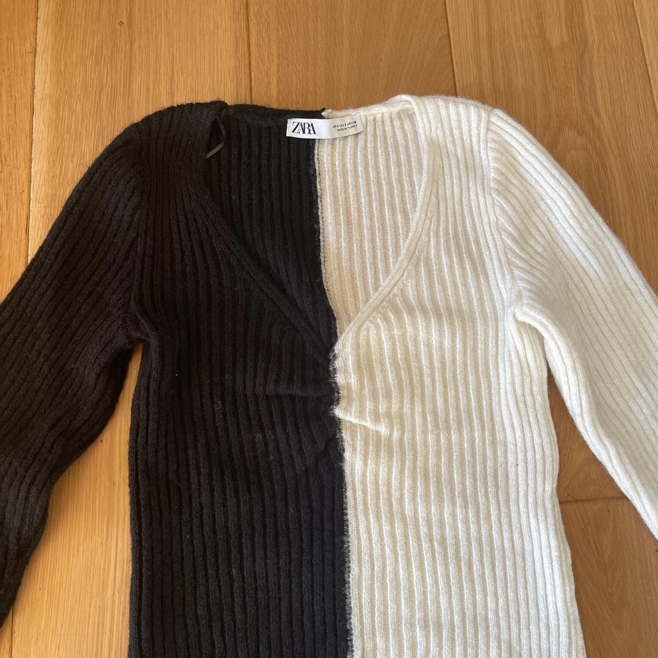 Black & white V neckline jumper from Zara ️ size... Depop