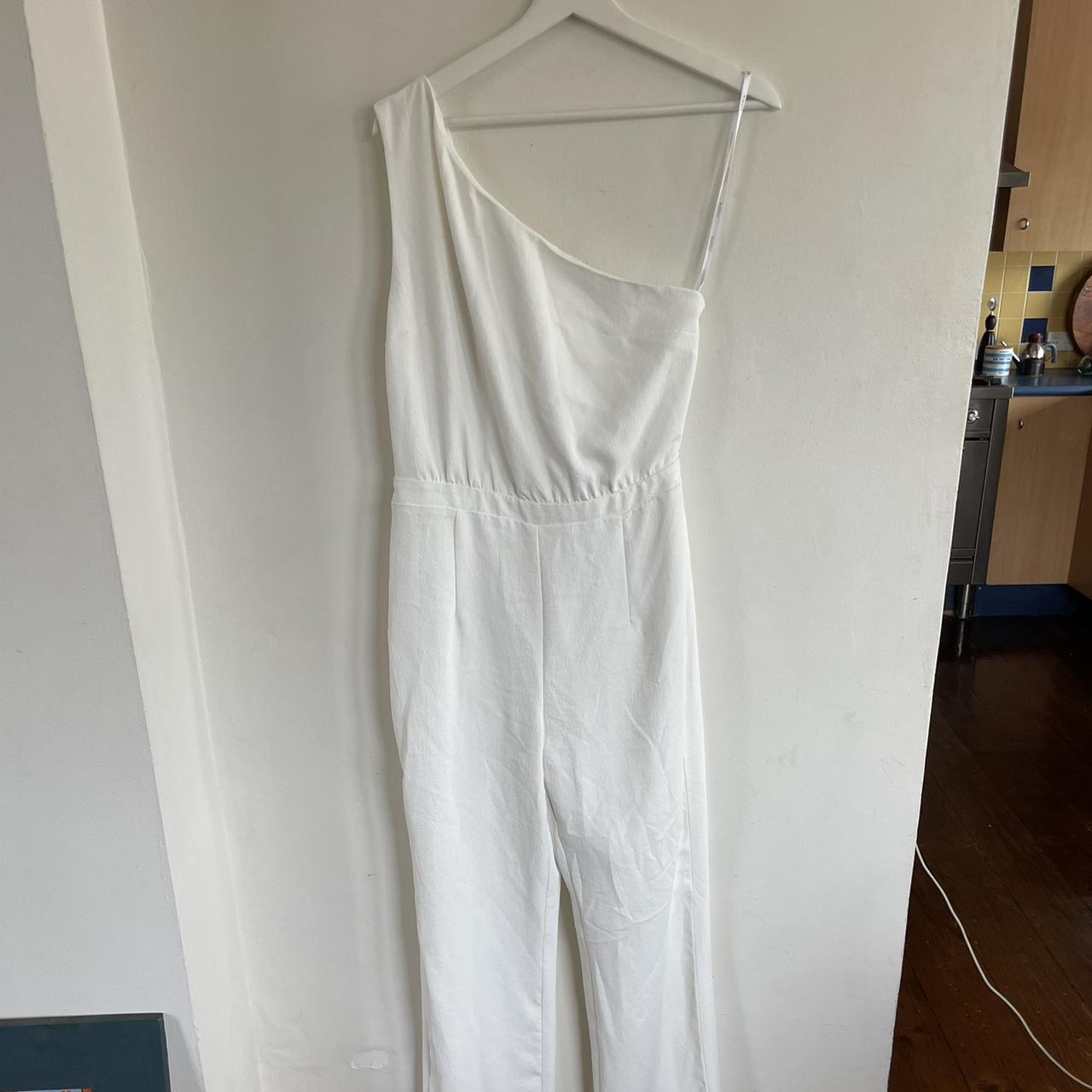 Kookai Avia One Shoulder White Jumpsuit Small mark... - Depop