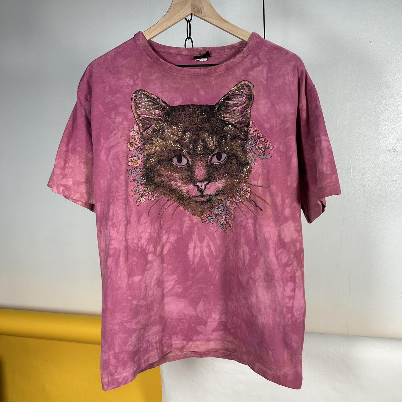 Vintage over dye glitter cat t shirt • Women’s... Depop