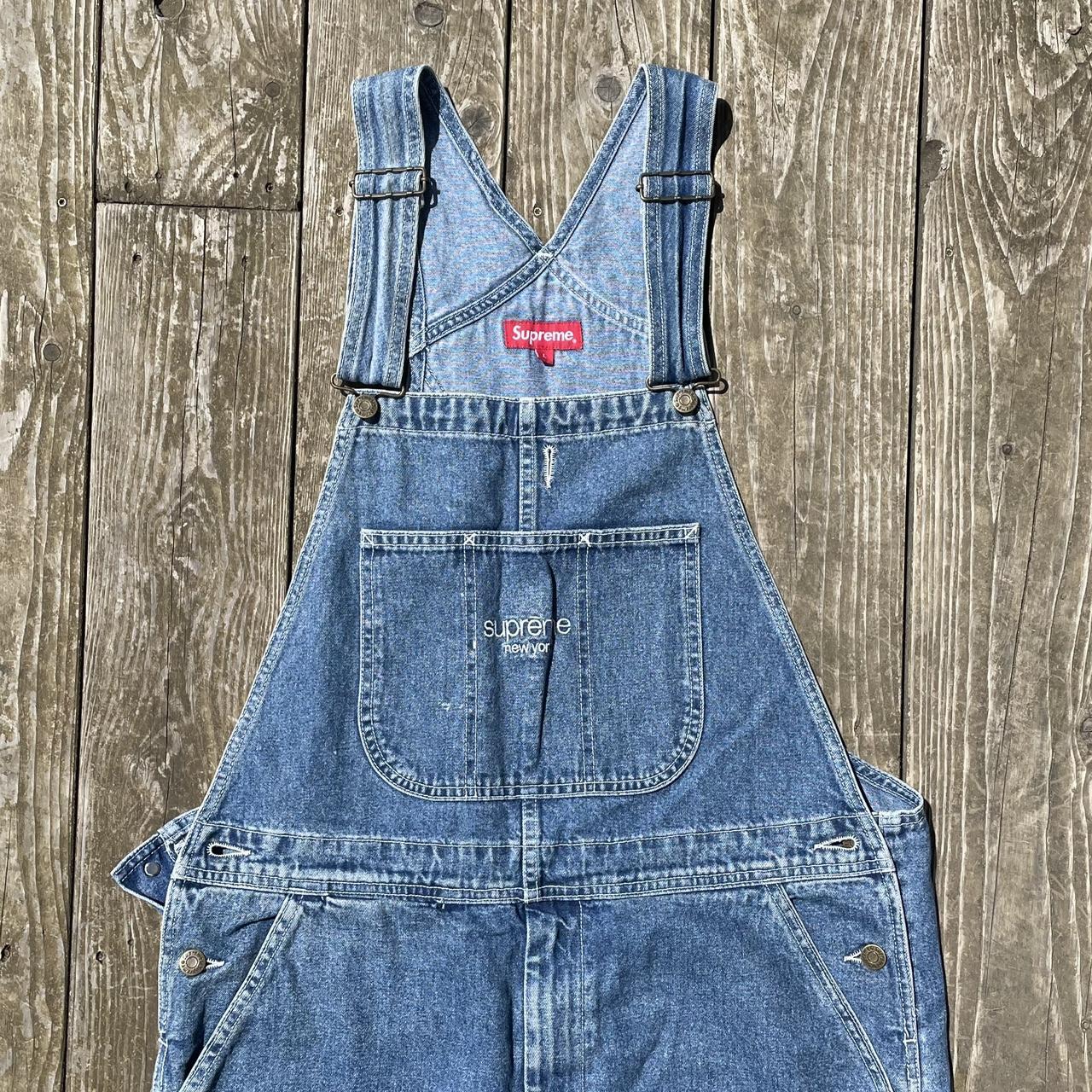 Supreme New York blue denim dungarees. Great... - Depop