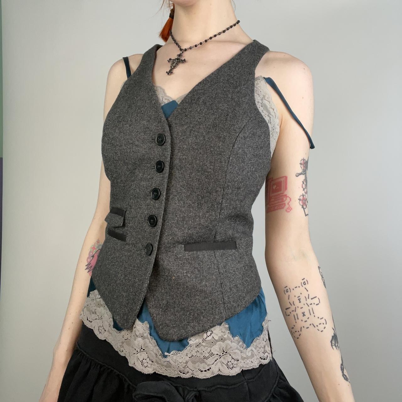 Women's Black and Grey Vest Depop
