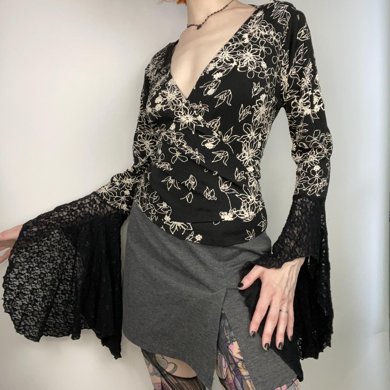 Women's Black and Cream Blouse Depop