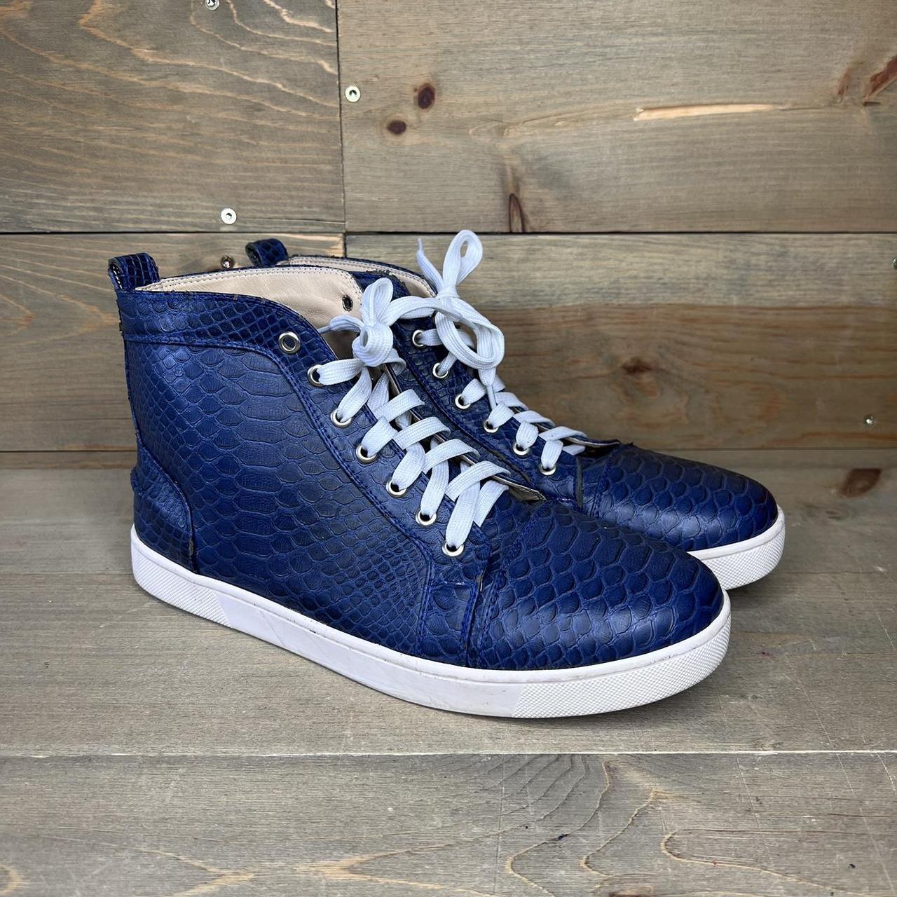 Christian Louboutin -- Louis Python High-Top Sneakers, Blue
