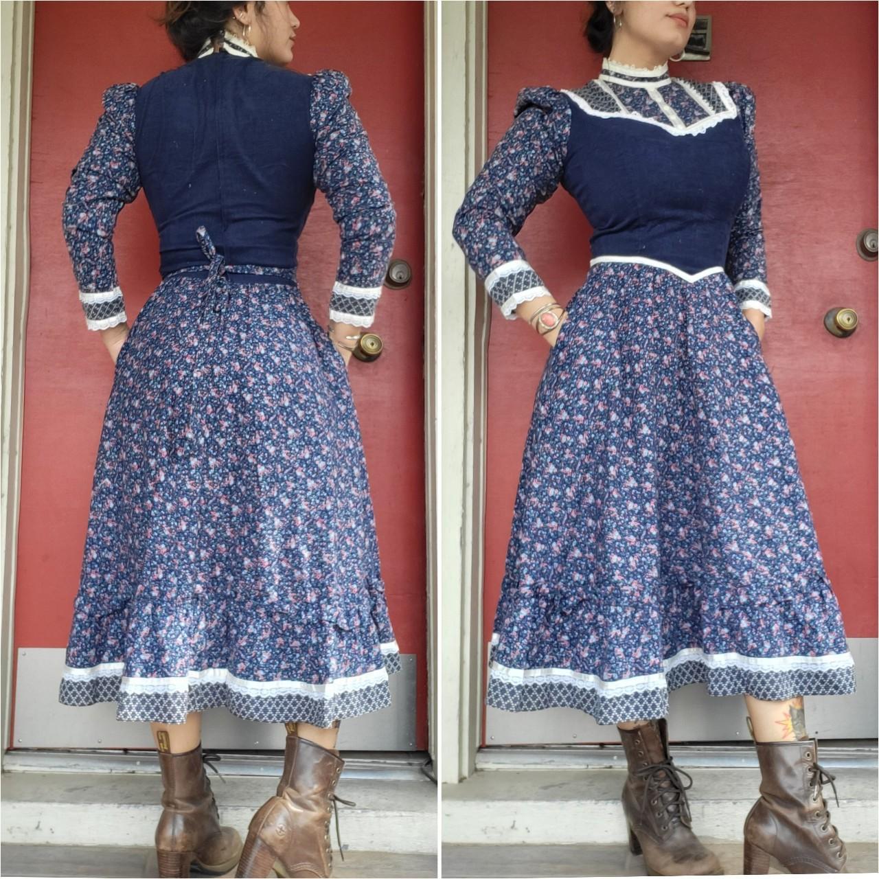 Gunne Sax Women's Blue and Navy Dress (2)
